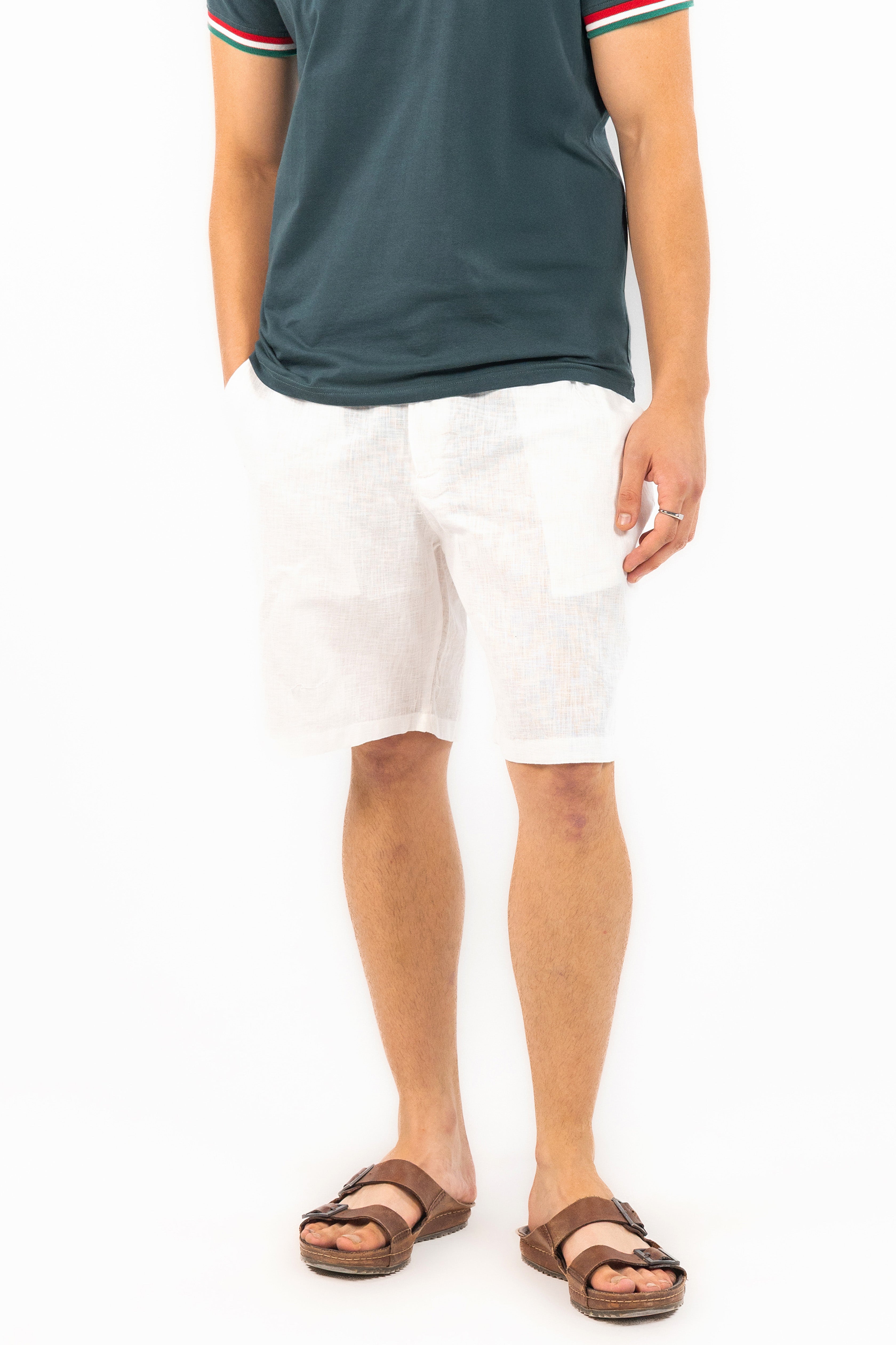 White Lightweight Cotton Shorts