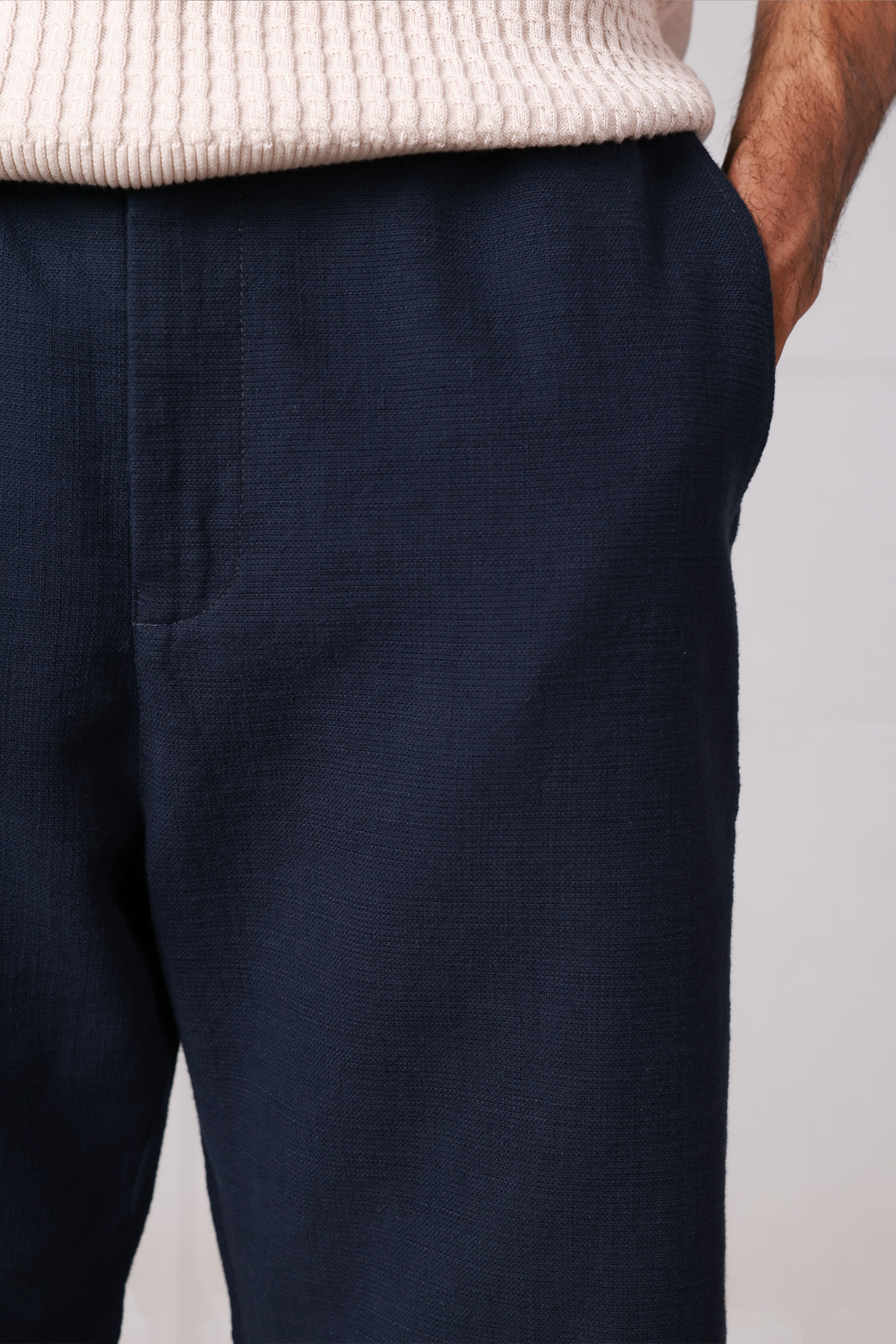 Navy Regular-fit Trousers