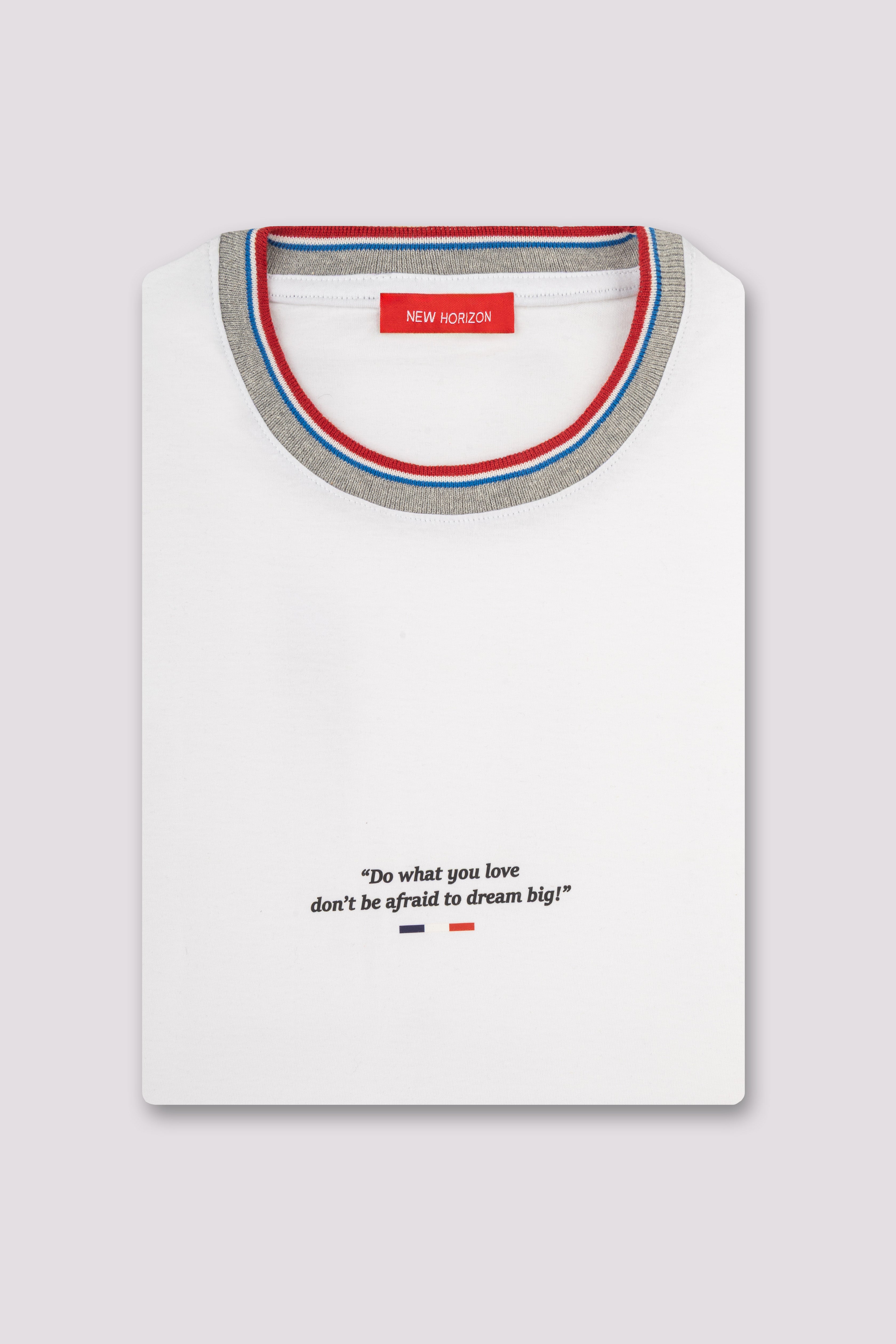Off White Knitted Collar T-Shirt