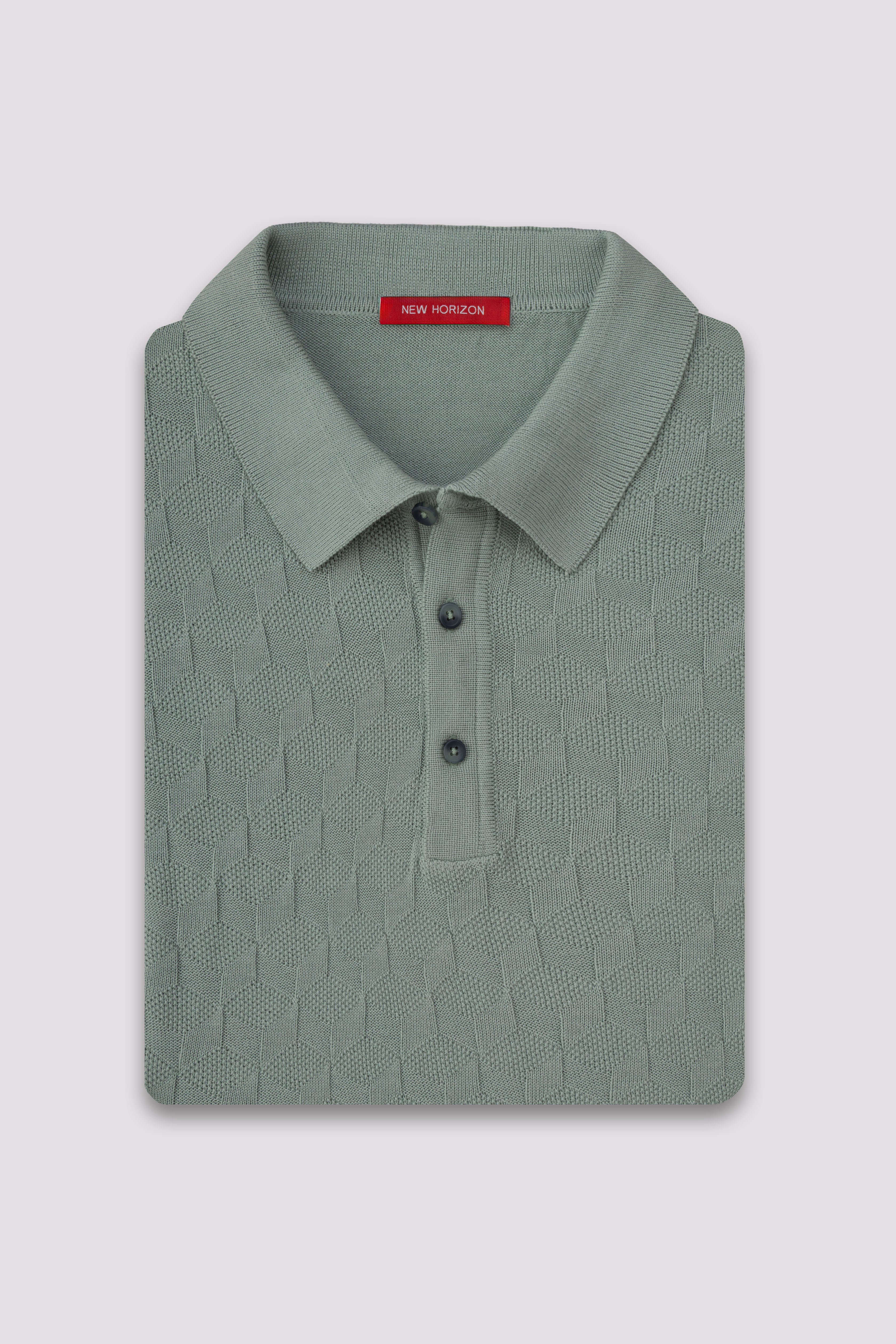 Mint Textured Knitted Polo