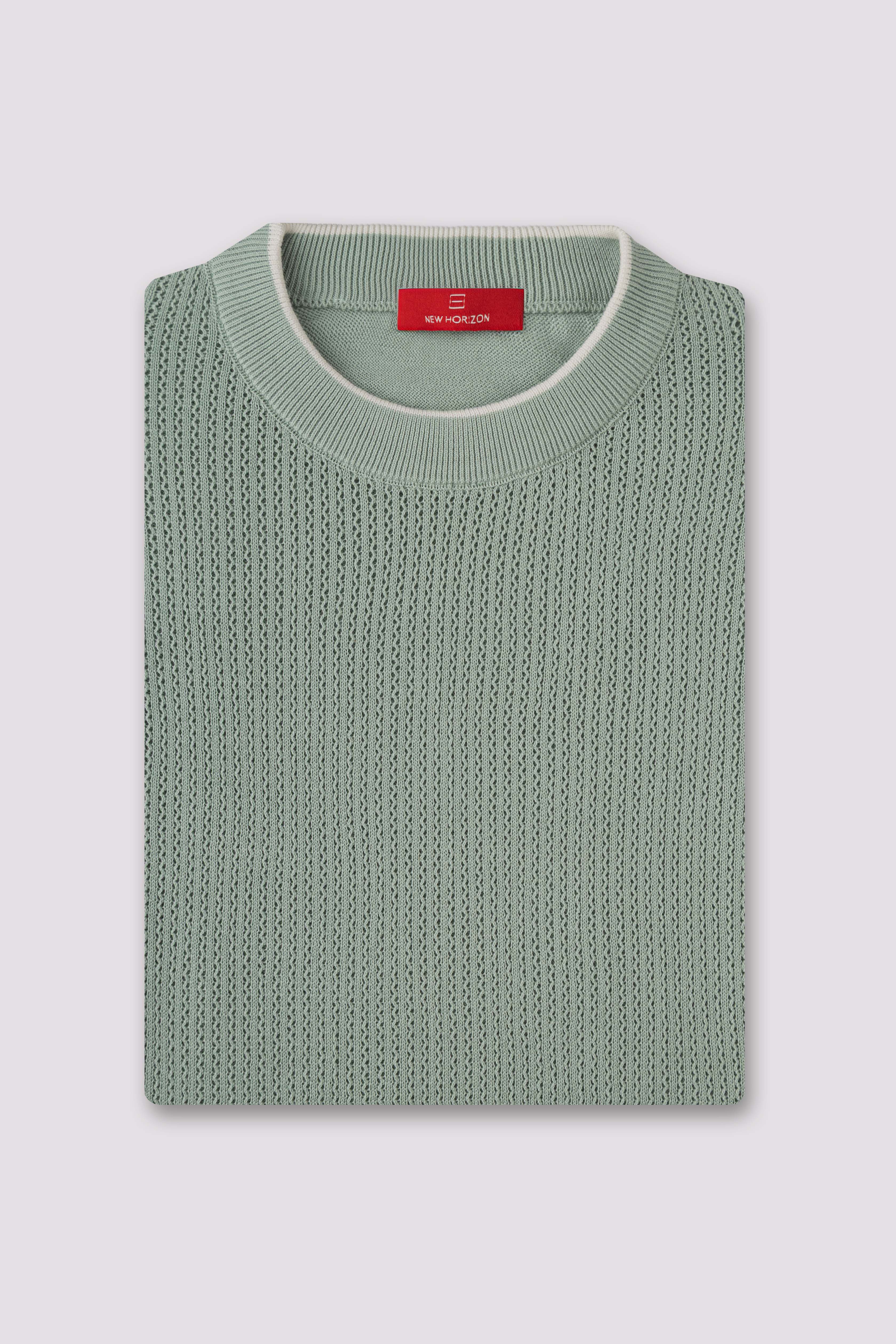 Mint Cutwork Knitted T-Shirt