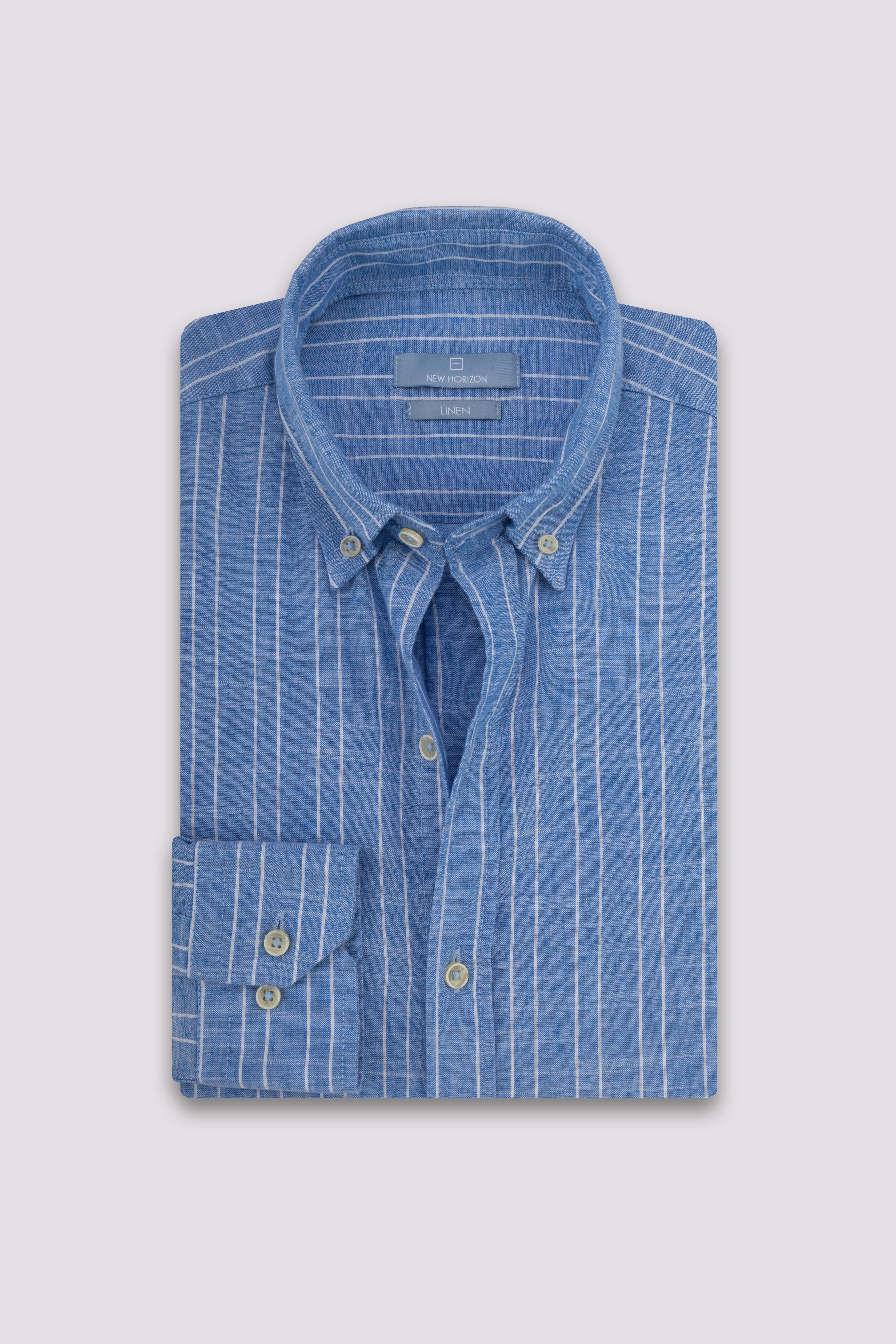 Blue Striped Linen-Cotton Shirt