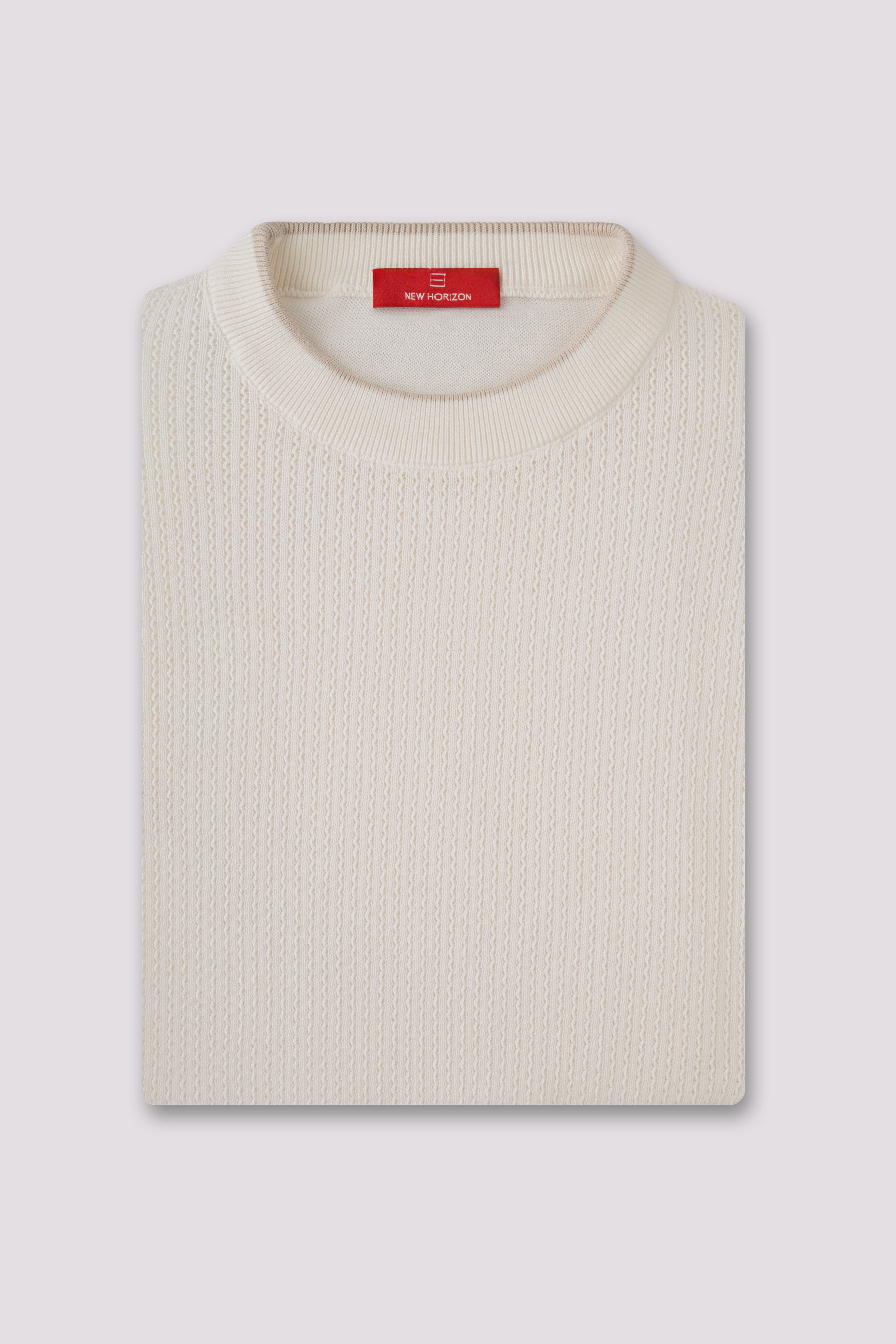 Off White Cutwork Knitted T-Shirt