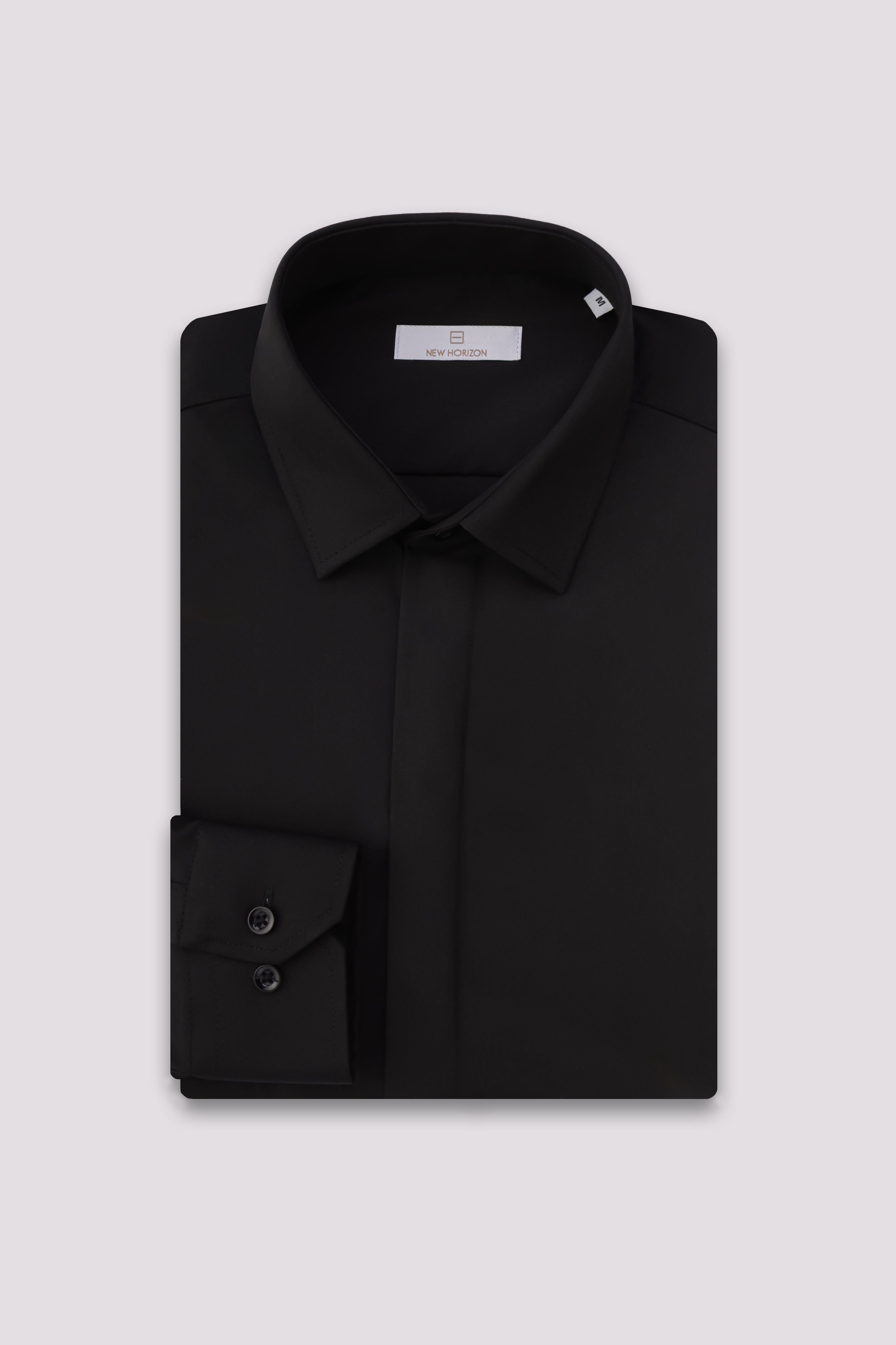 Black Bamboo Tech Dress Shirt – Concealed Placket
