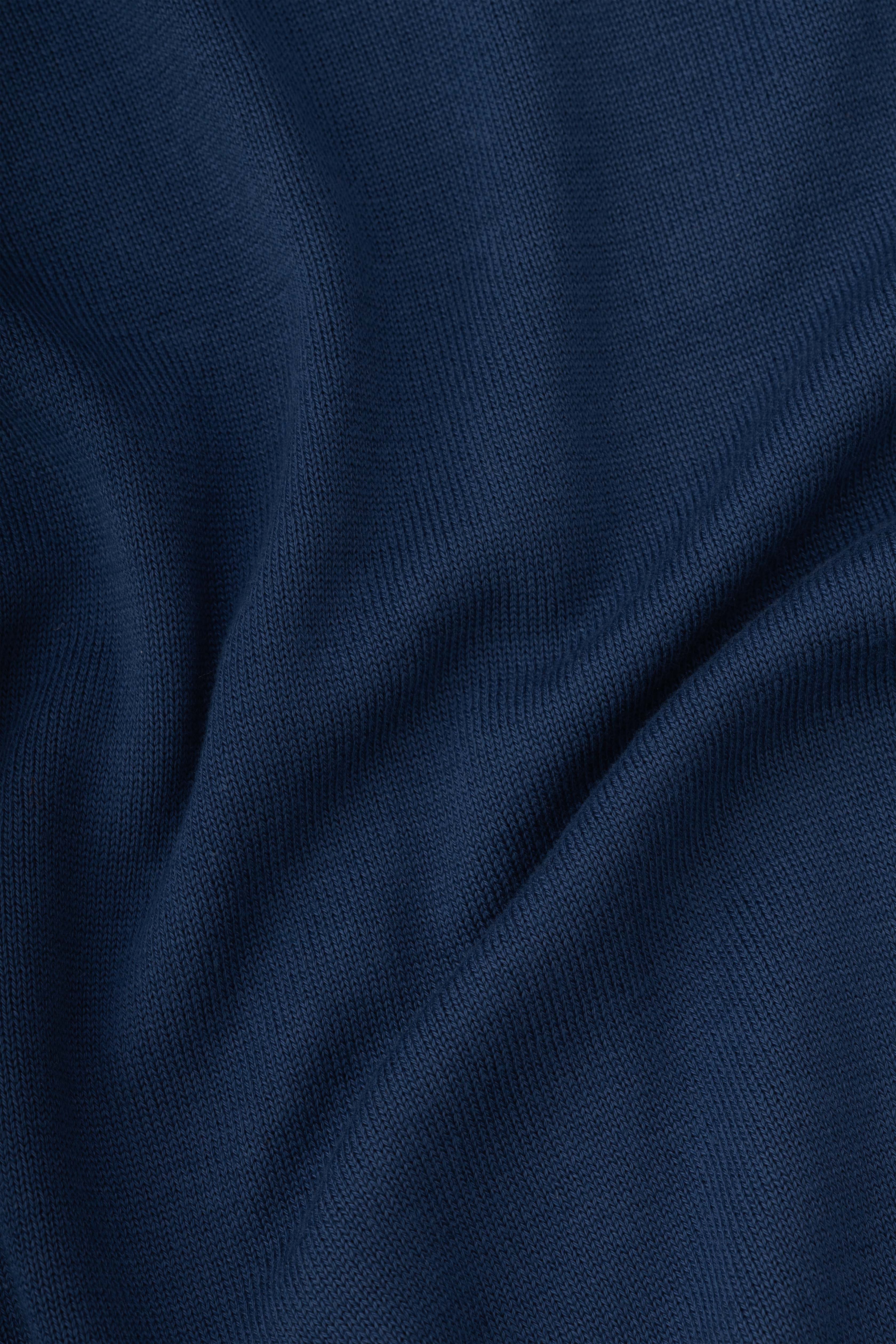 Navy Knitted Zipped Polo