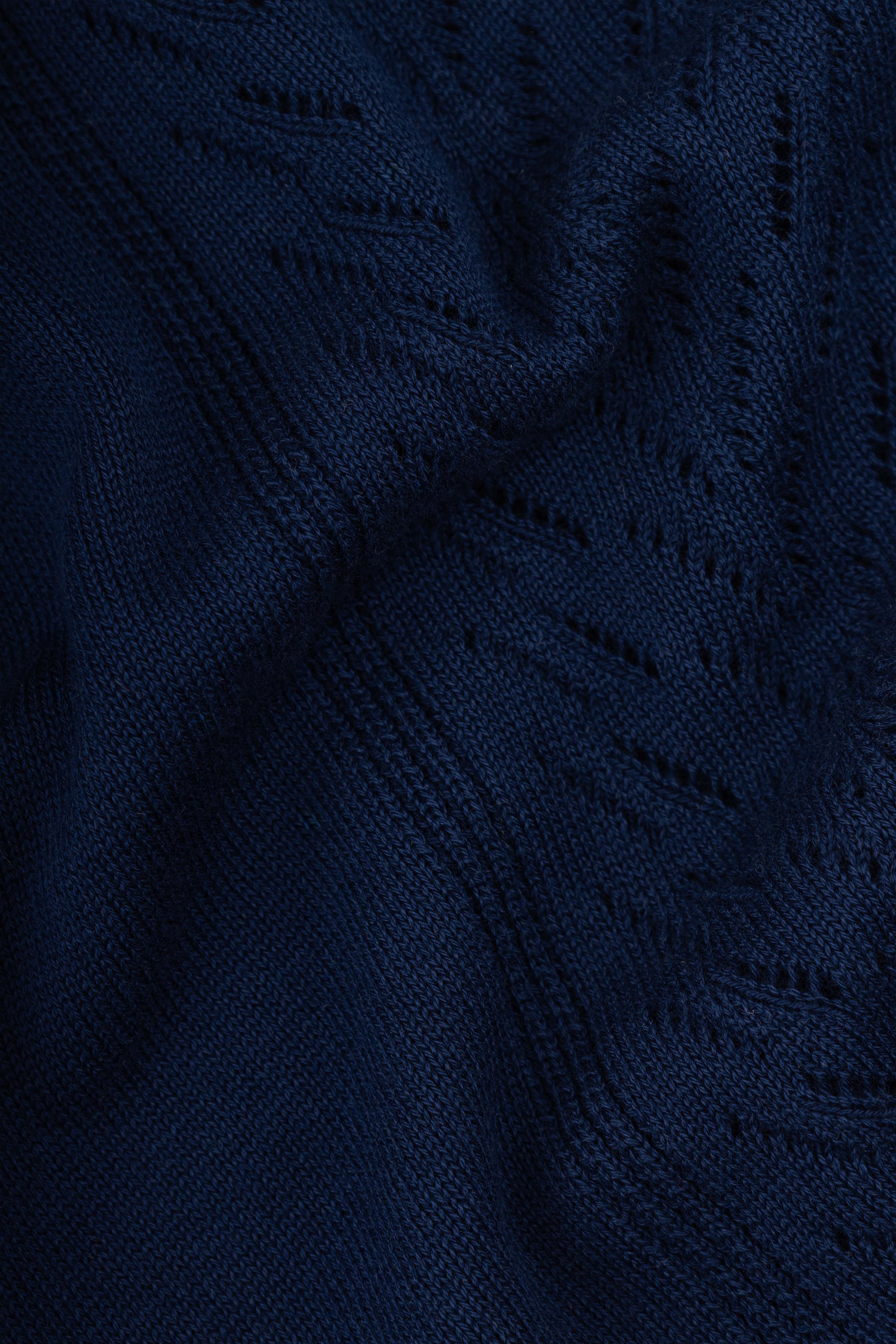 Royal Blue Quarter Zipped Knit Polo