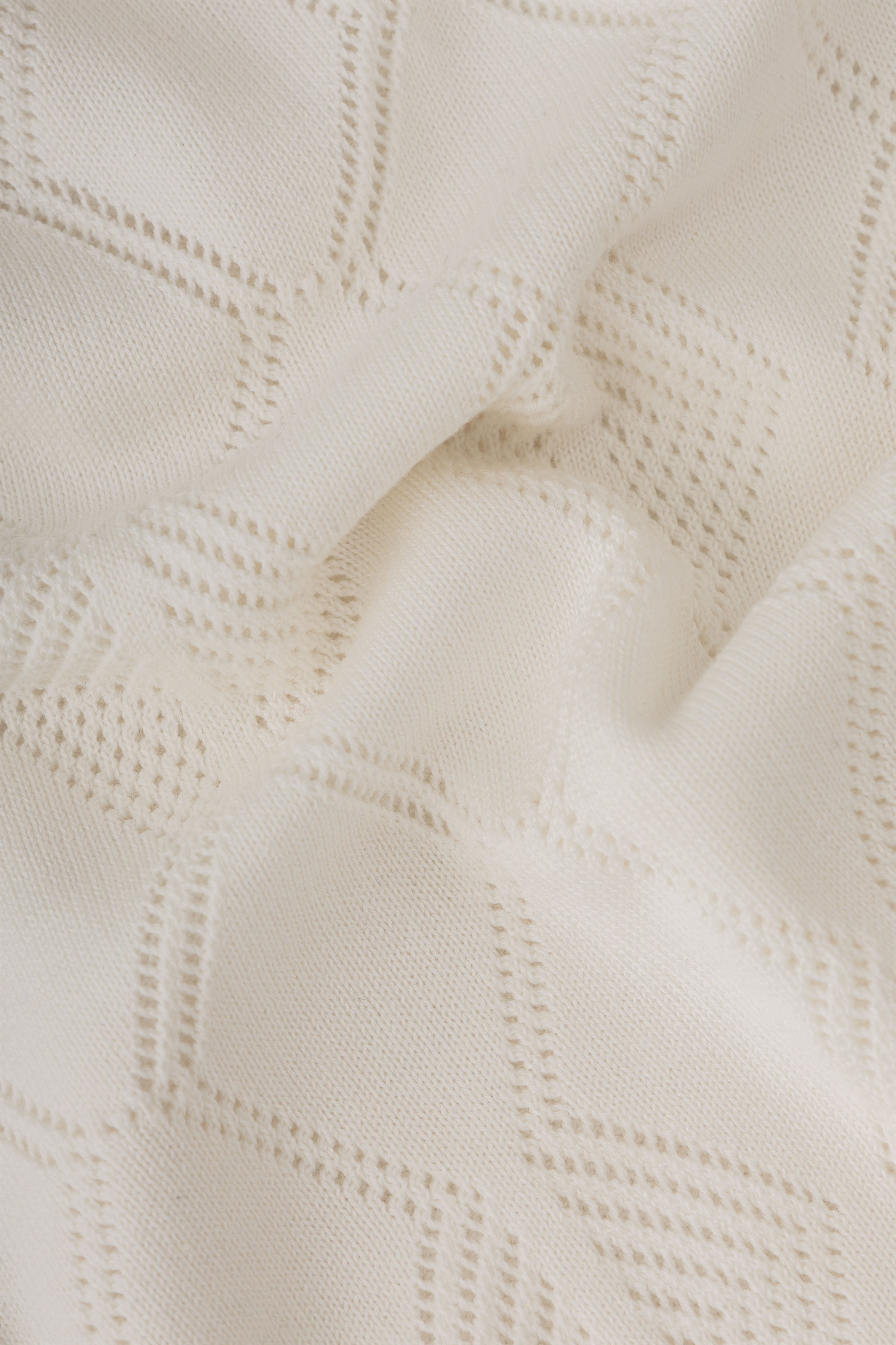 Off White Textured Knitted Shirt