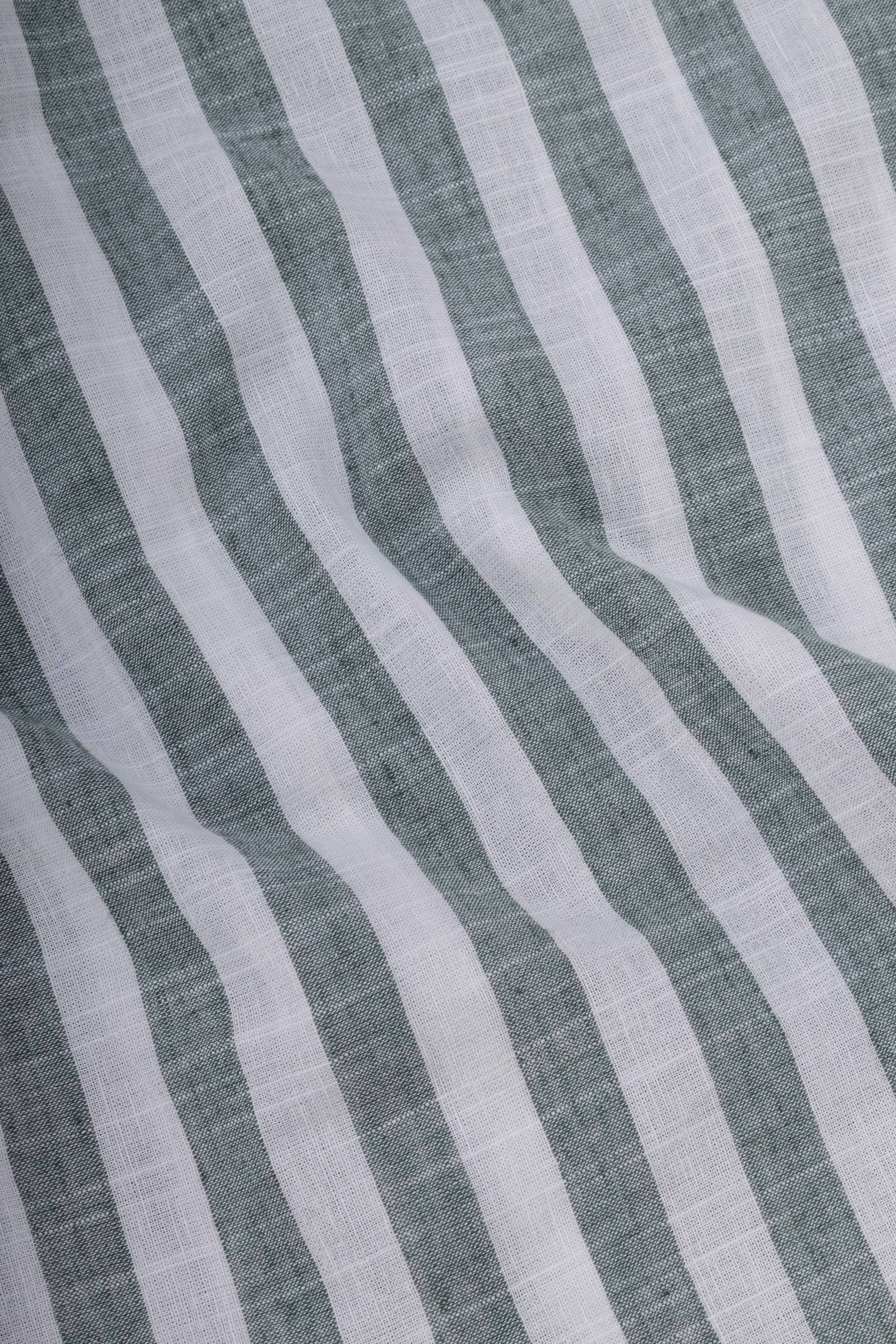 Olive Wide Striped Linen-Cotton Shirt
