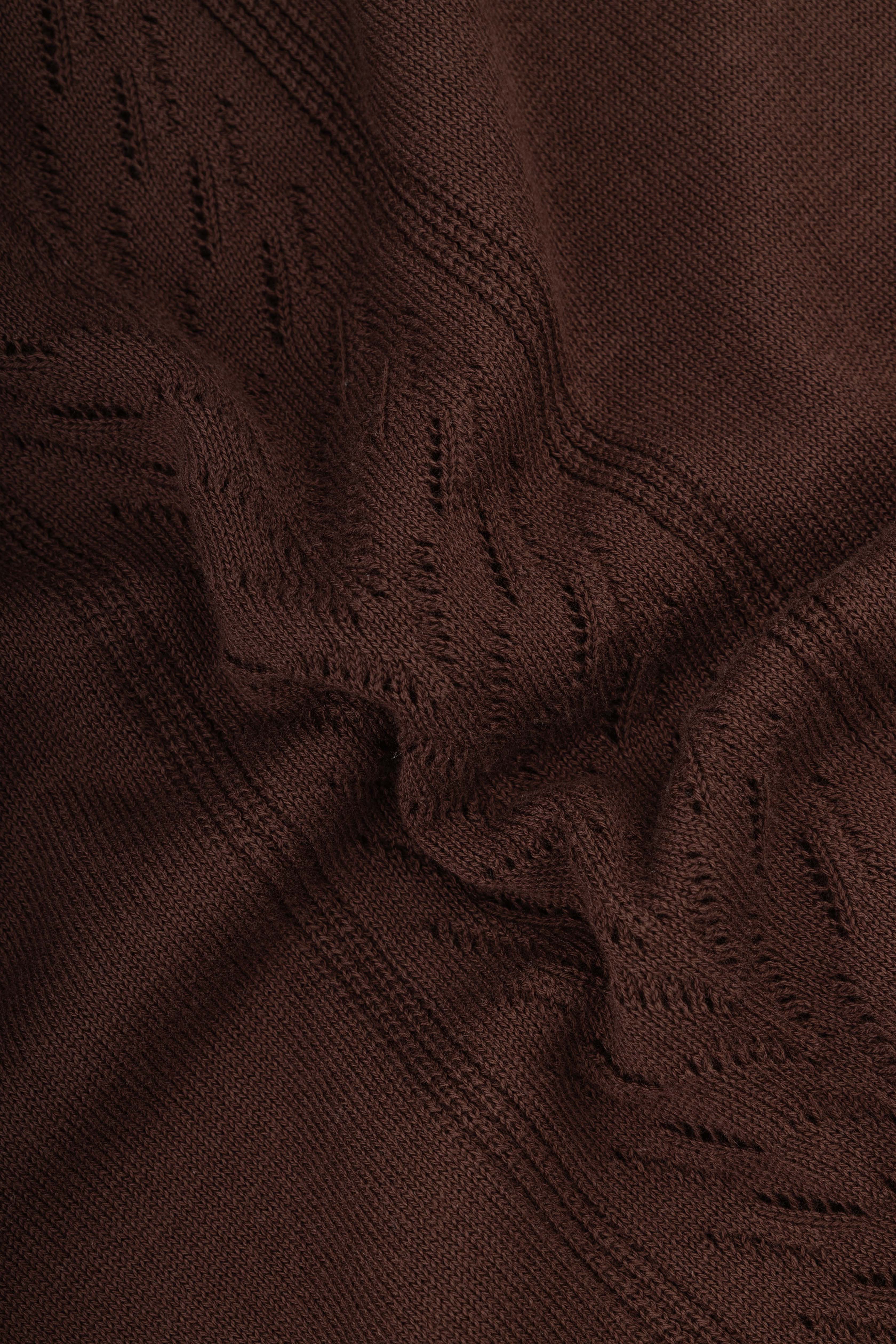 Brown Quarter Zipped Knit Polo