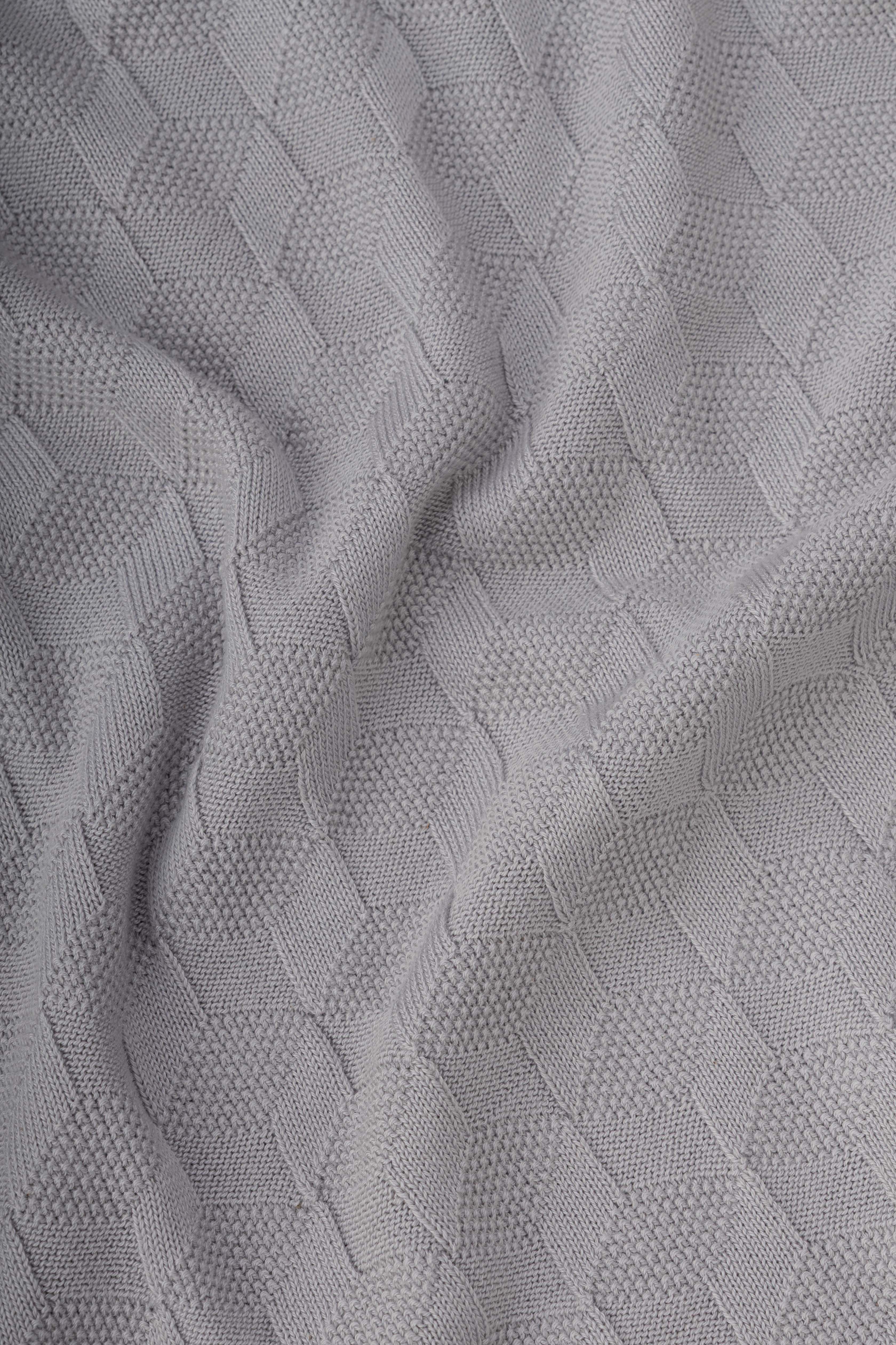 Silver Textured Knitted Polo