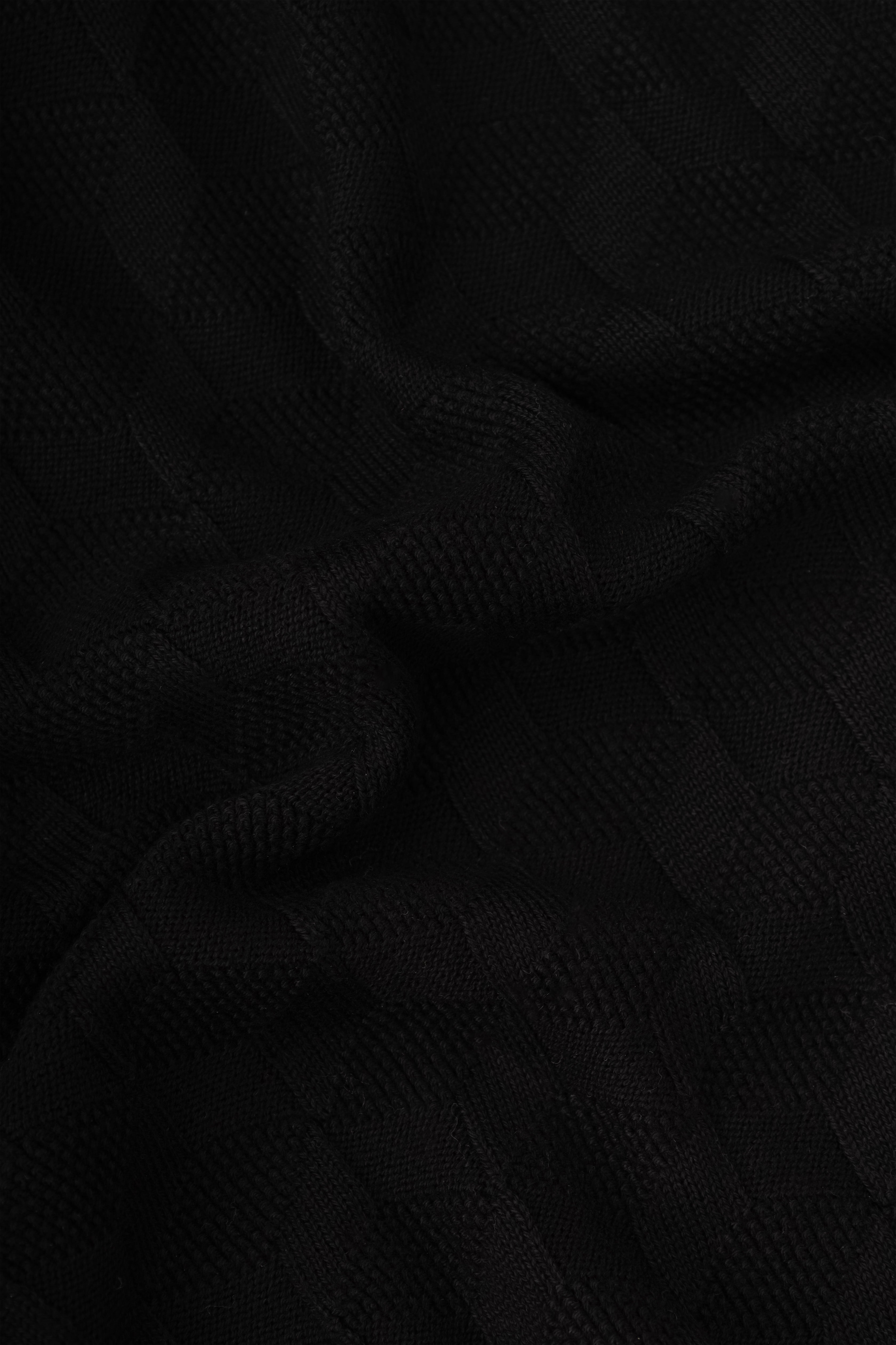 Black Textured Knitted Polo