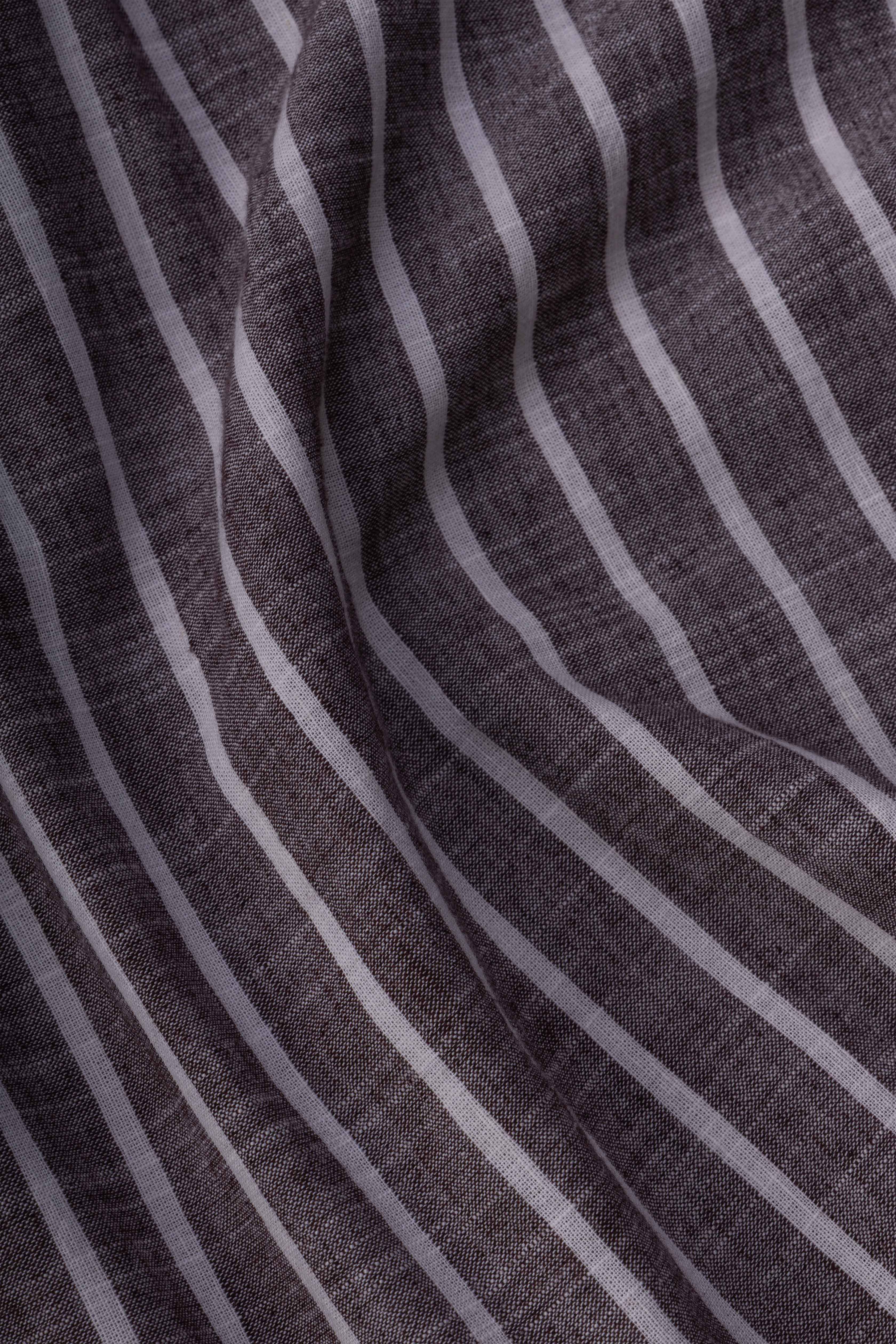 Brown Fine Striped Linen-Cotton Shirt
