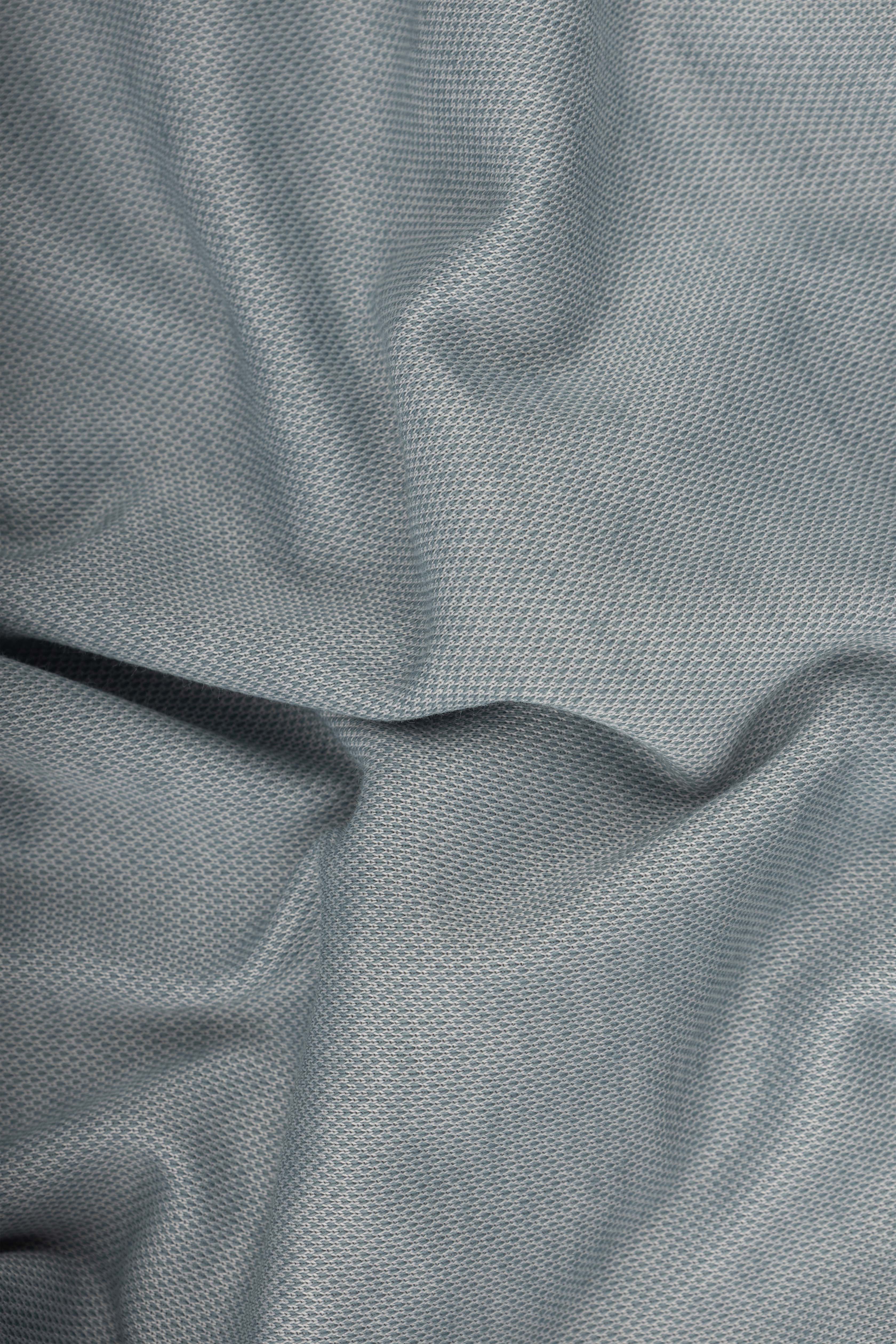 Mint Jacquard Zip-Up Polo Shirt