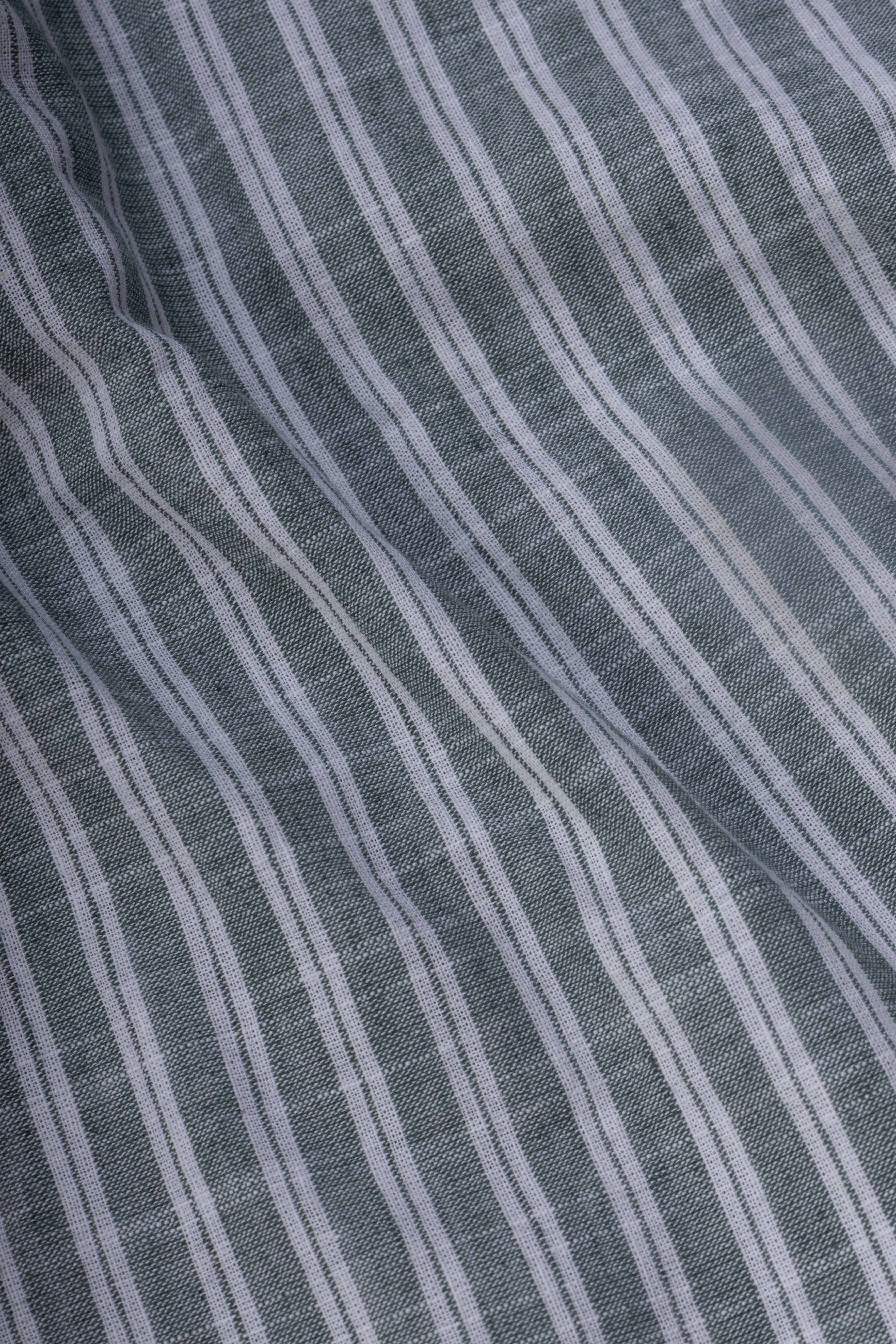 Olive Double Striped Linen-Cotton Shirt