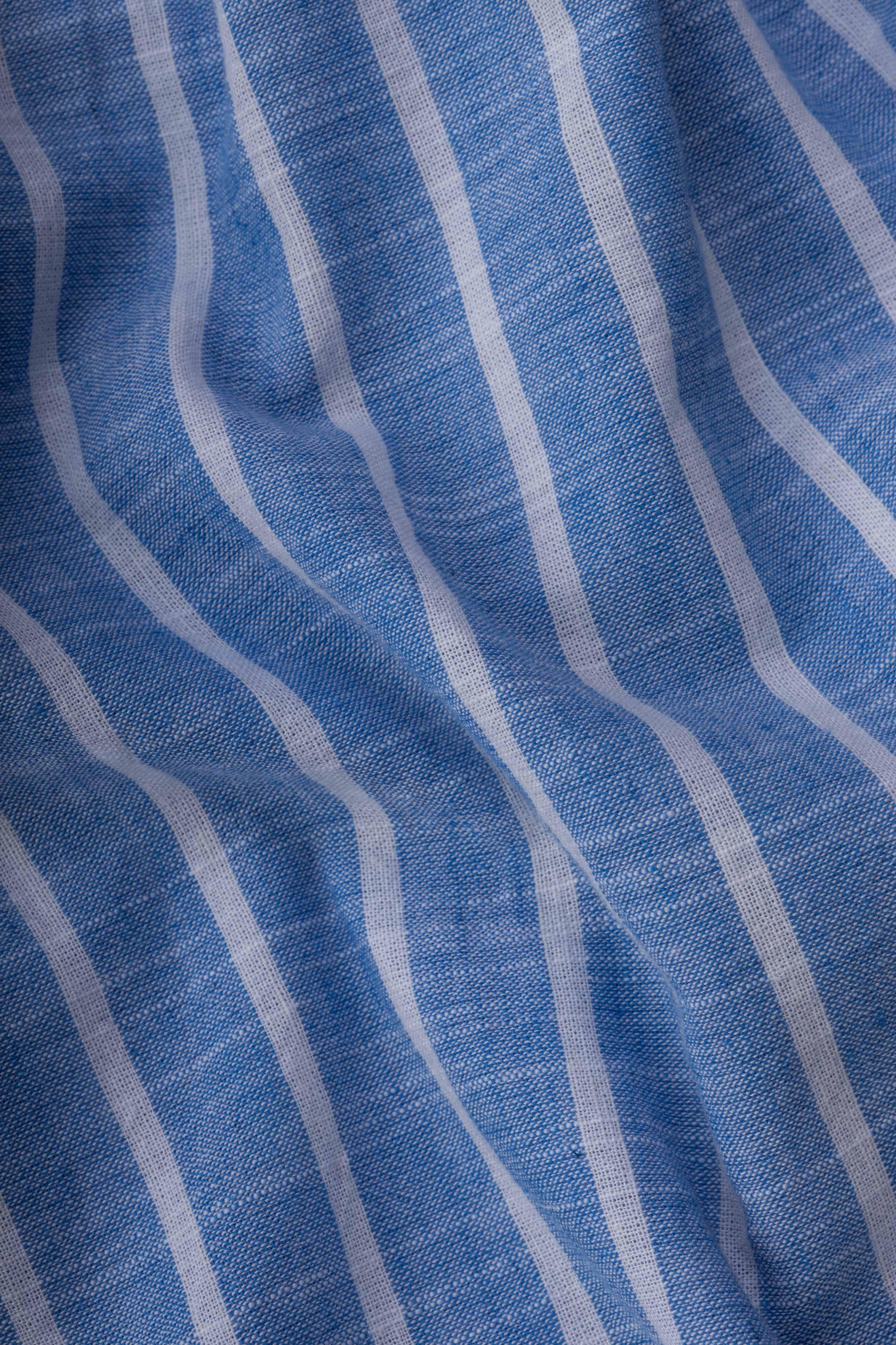 Blue Fine Striped Linen-Cotton Shirt