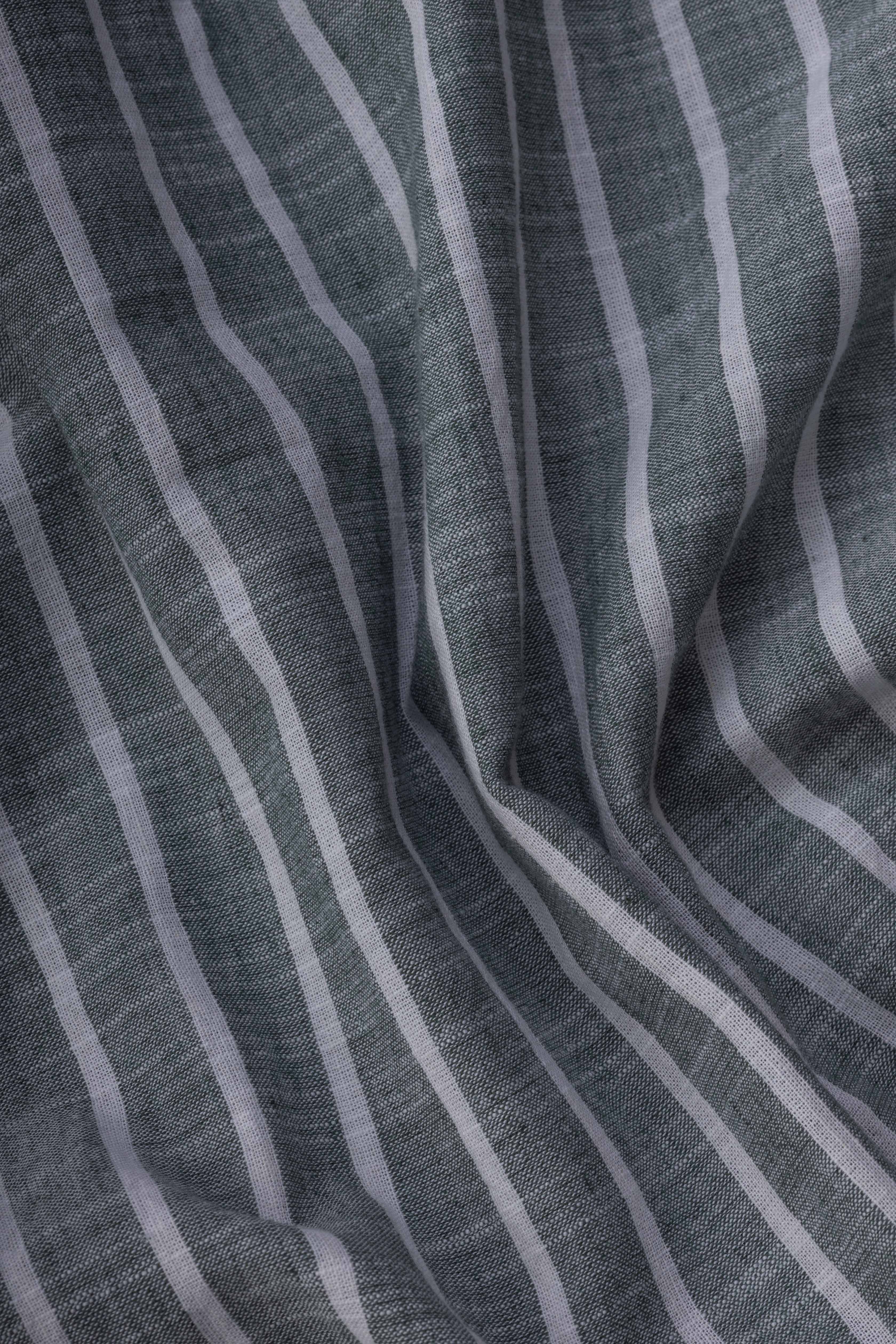 Olive Fine Striped Linen-Cotton Shirt