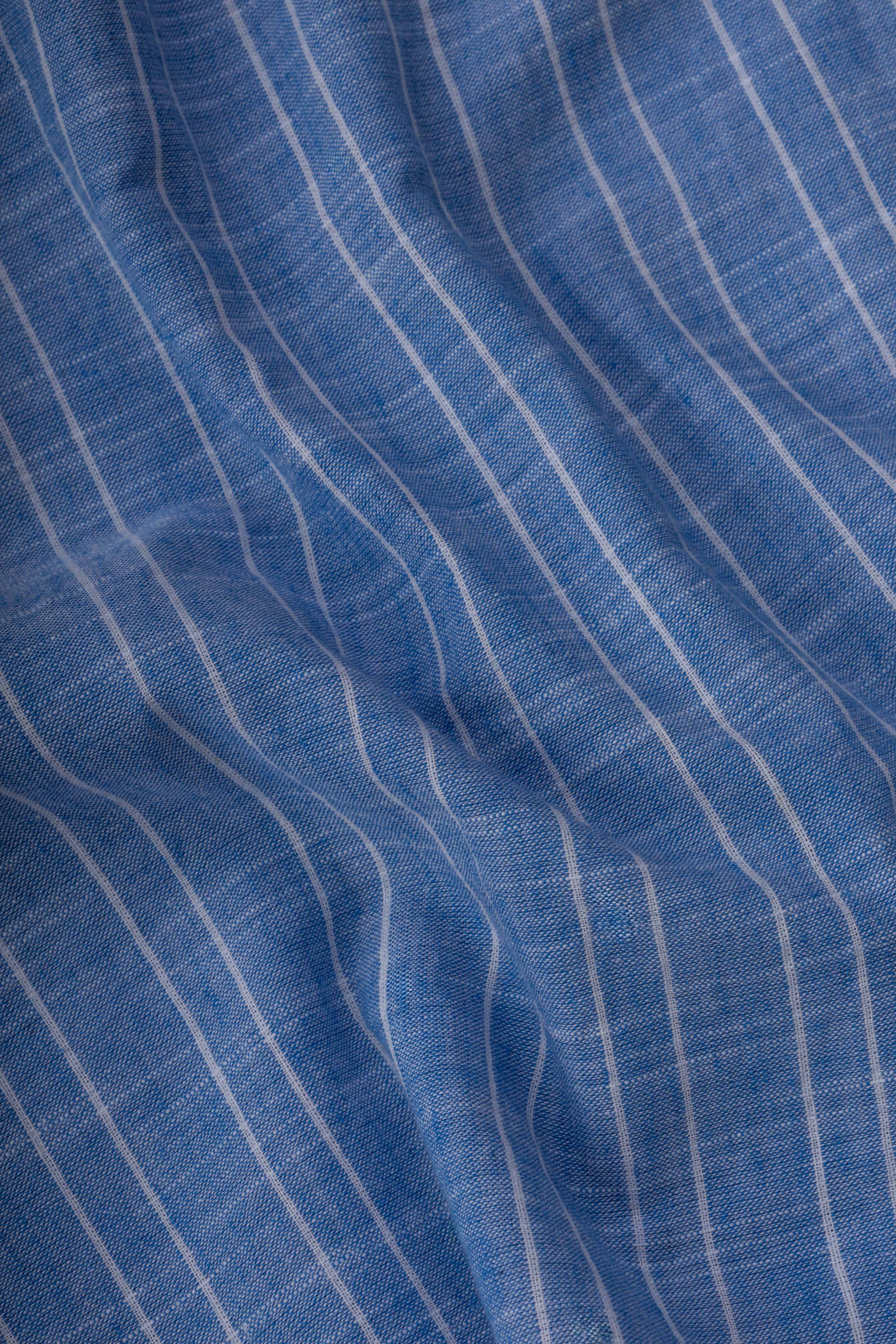 Blue Striped Linen-Cotton Shirt