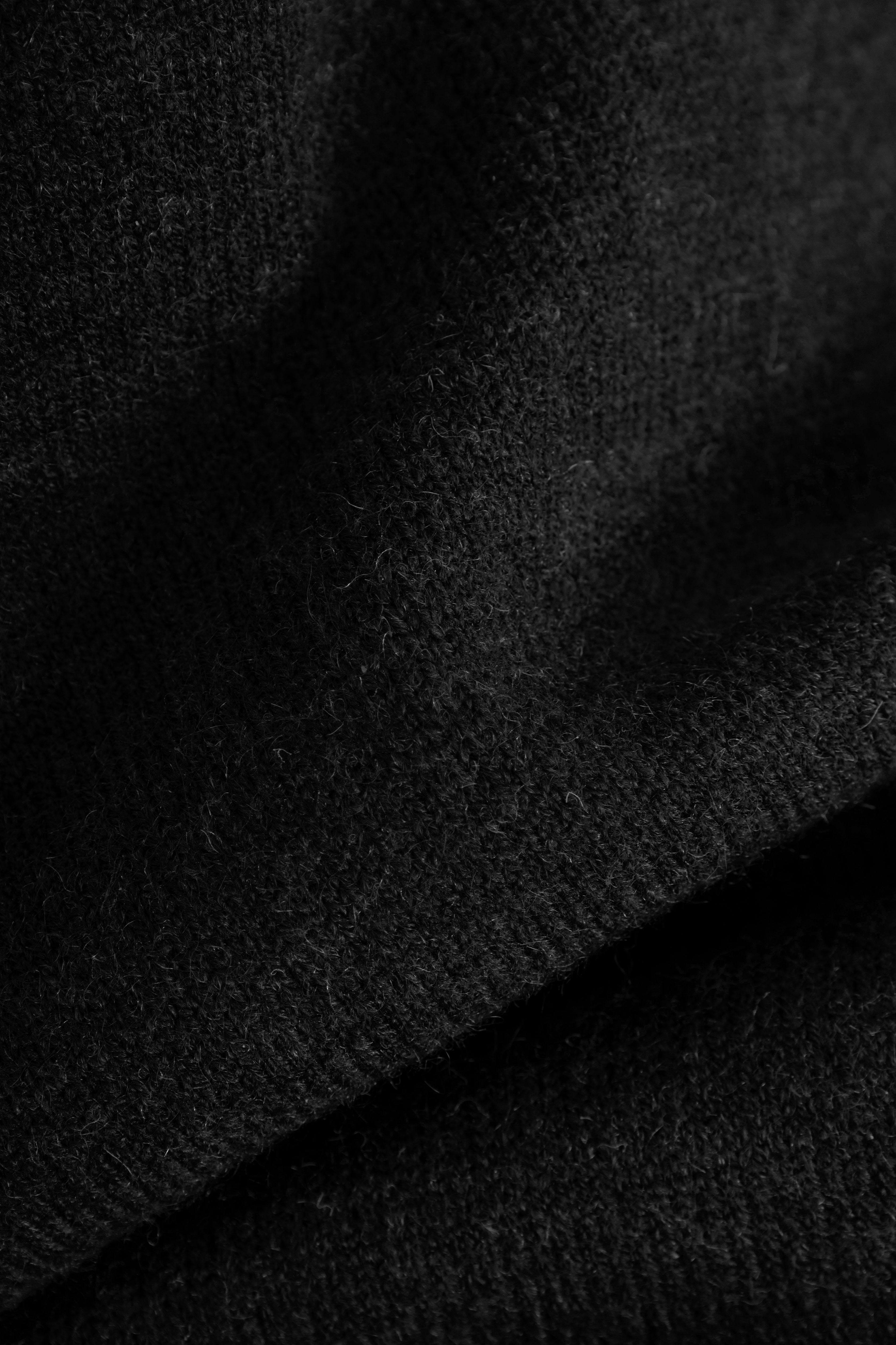Black Wool Knitted Quarter-Zip
