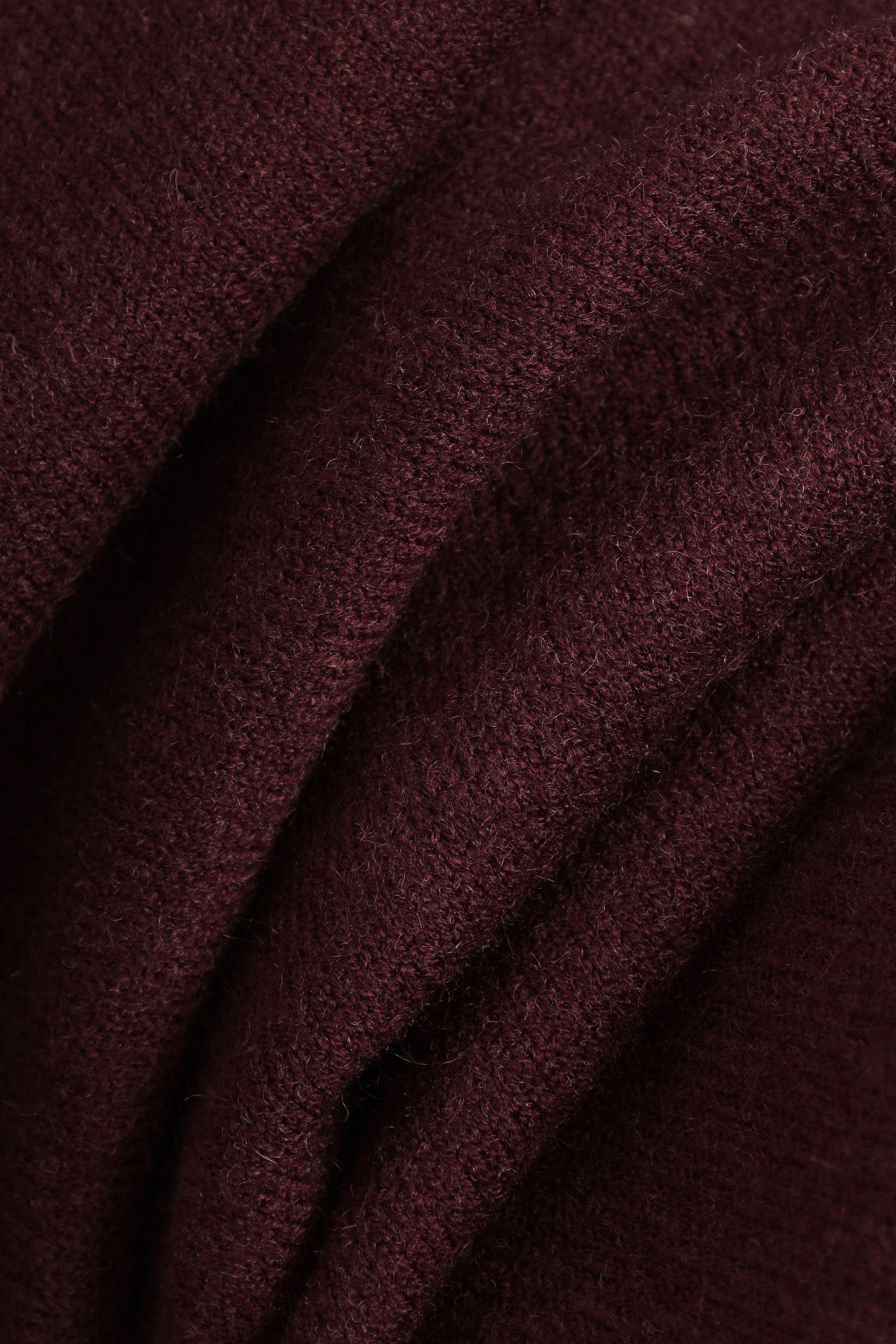 Burgundy Wool Knitted Quarter-Zip