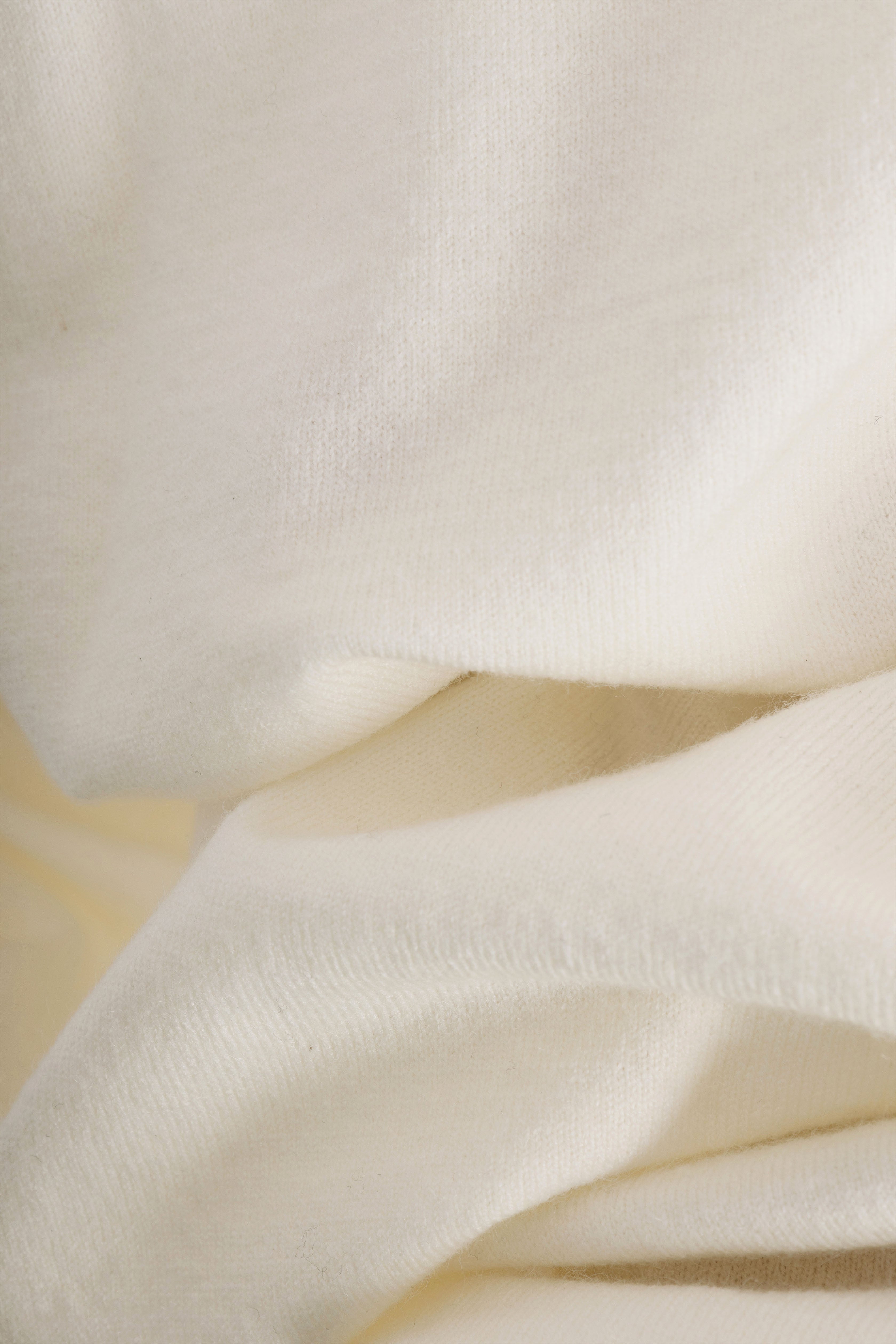 Off White Wool Knitted Quarter-Zip