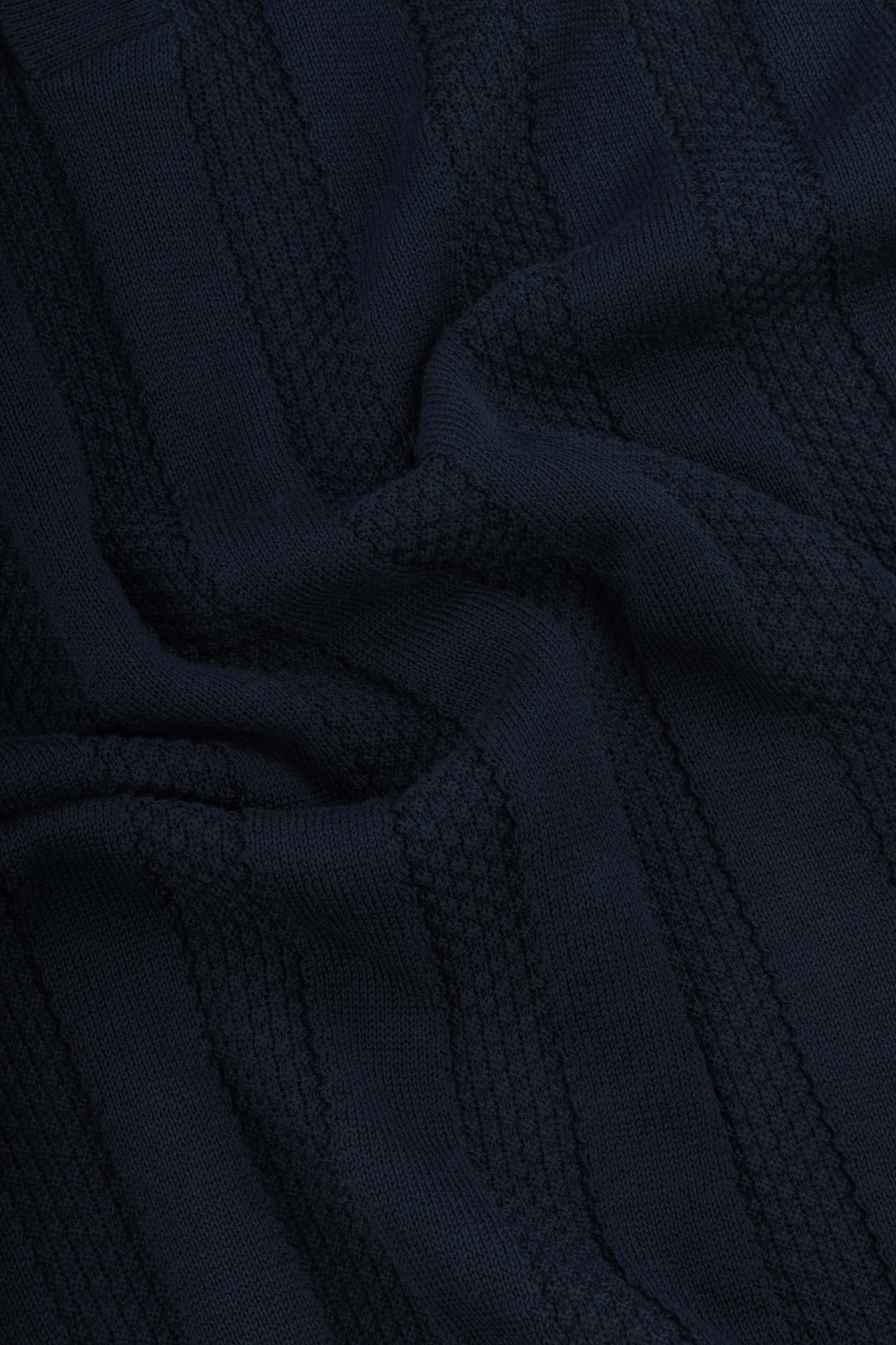 Navy Ribbed Knitted Polo