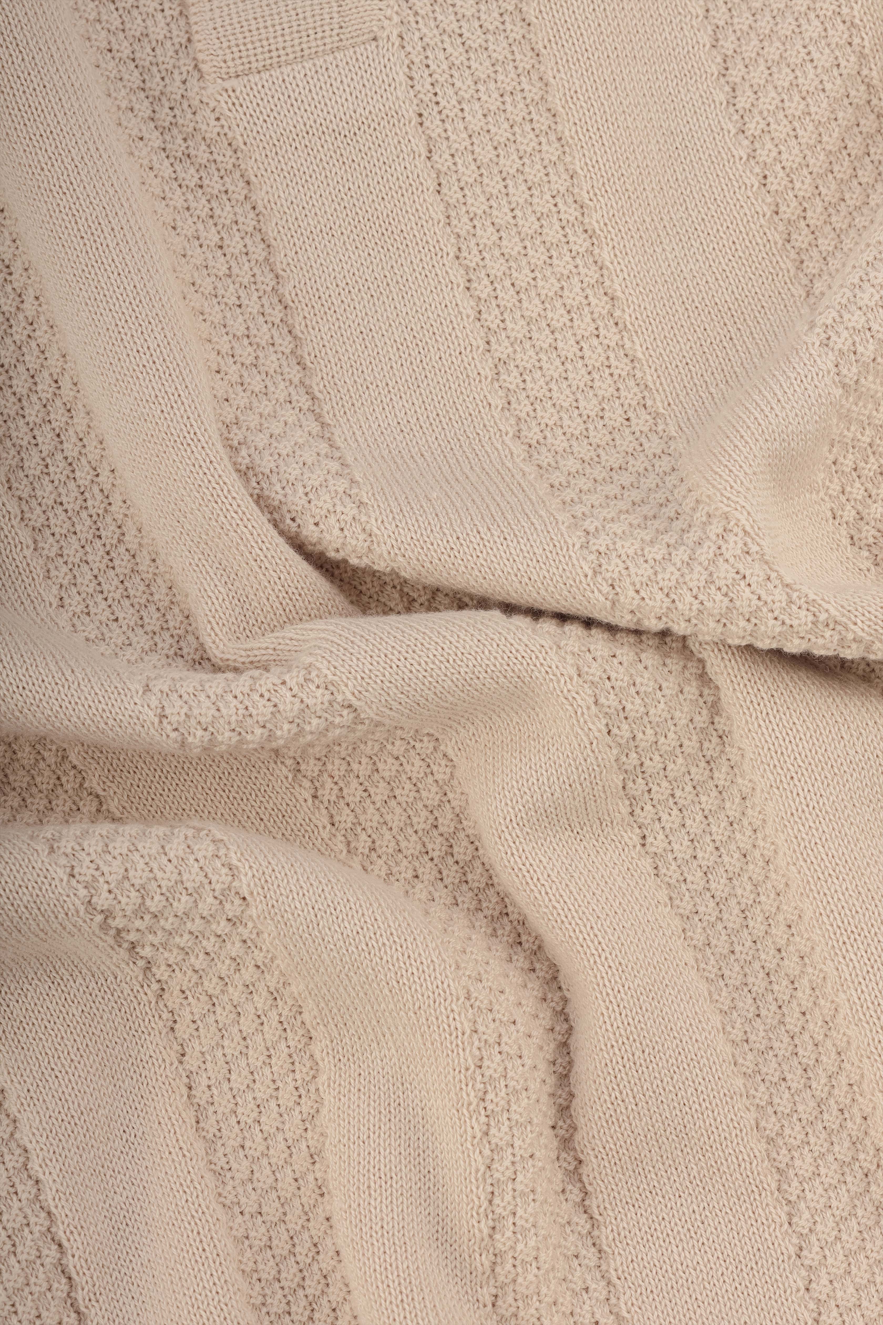Beige Ribbed Knitted Polo