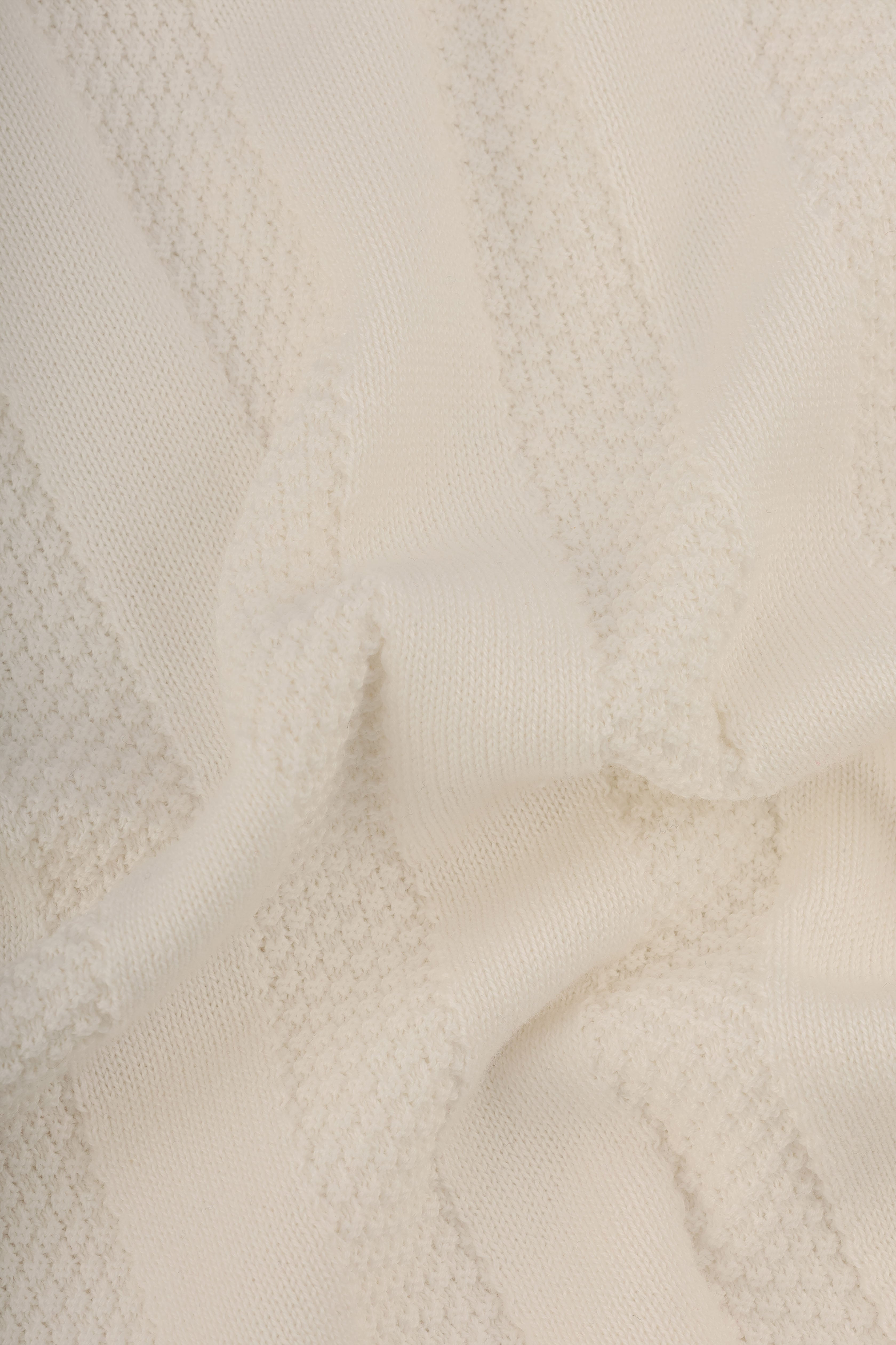 White Ribbed Knitted Polo