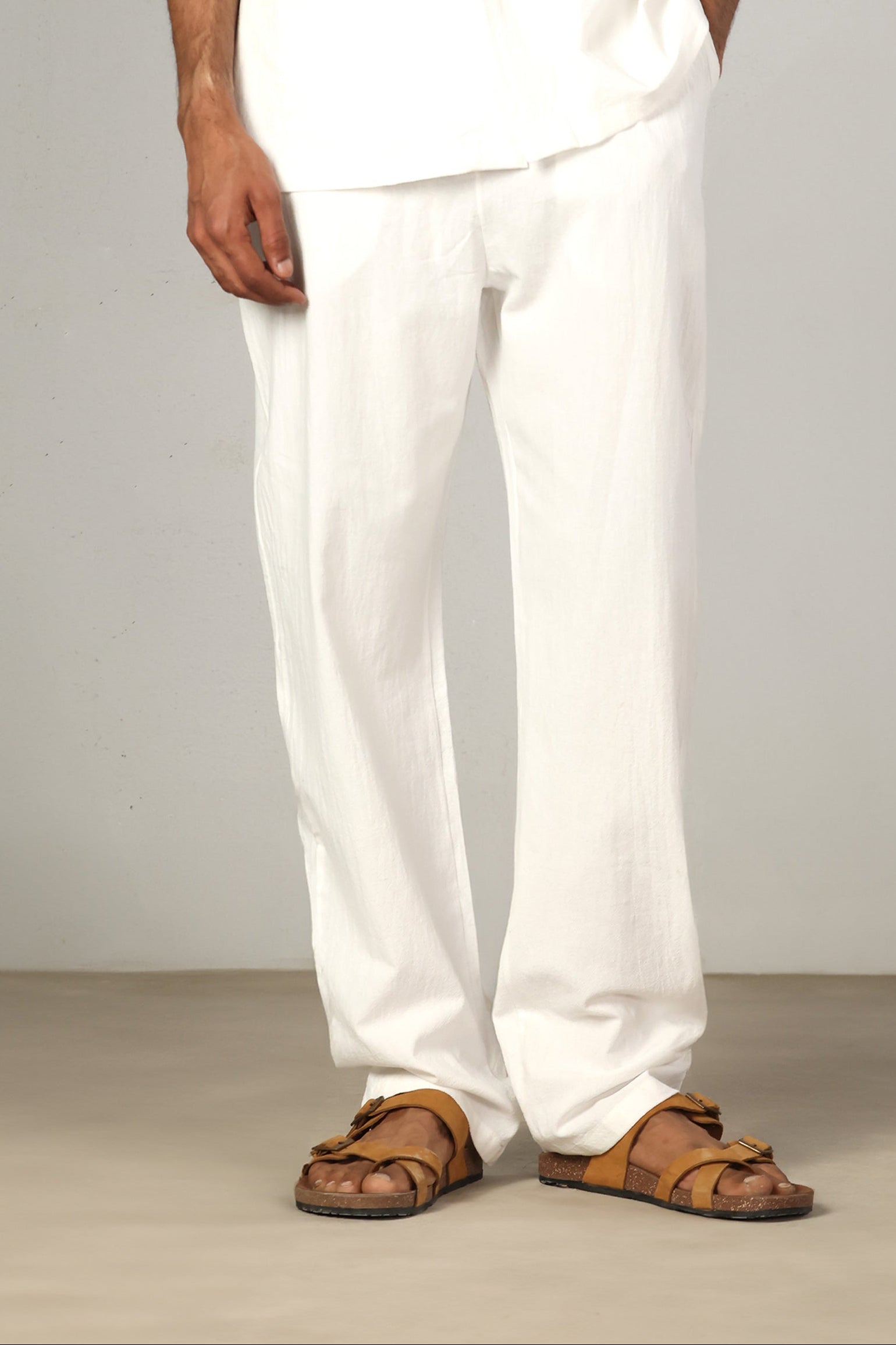 White Relaxed Fit Trousers