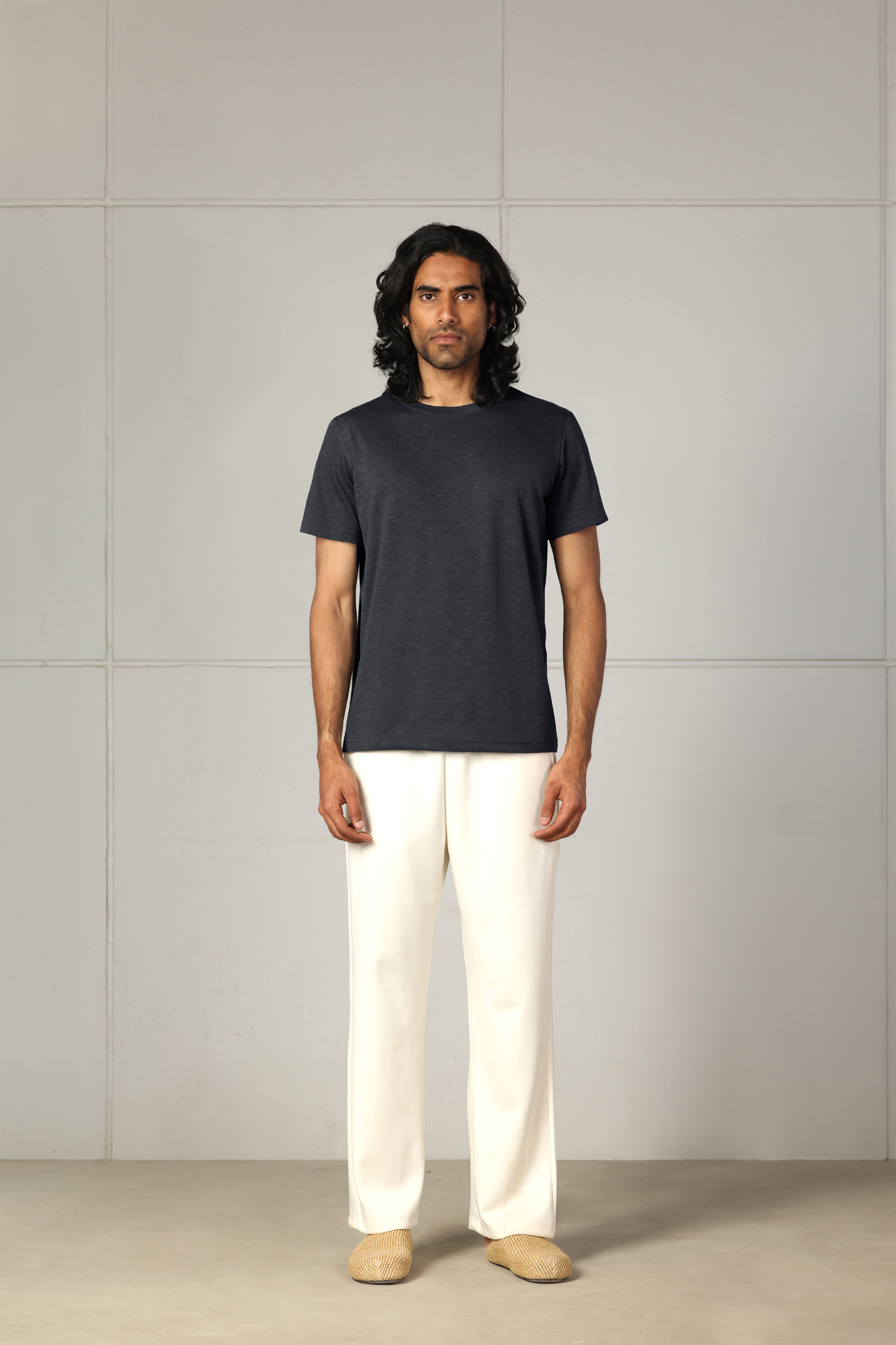 Anthracite Slub Cotton T-Shirt