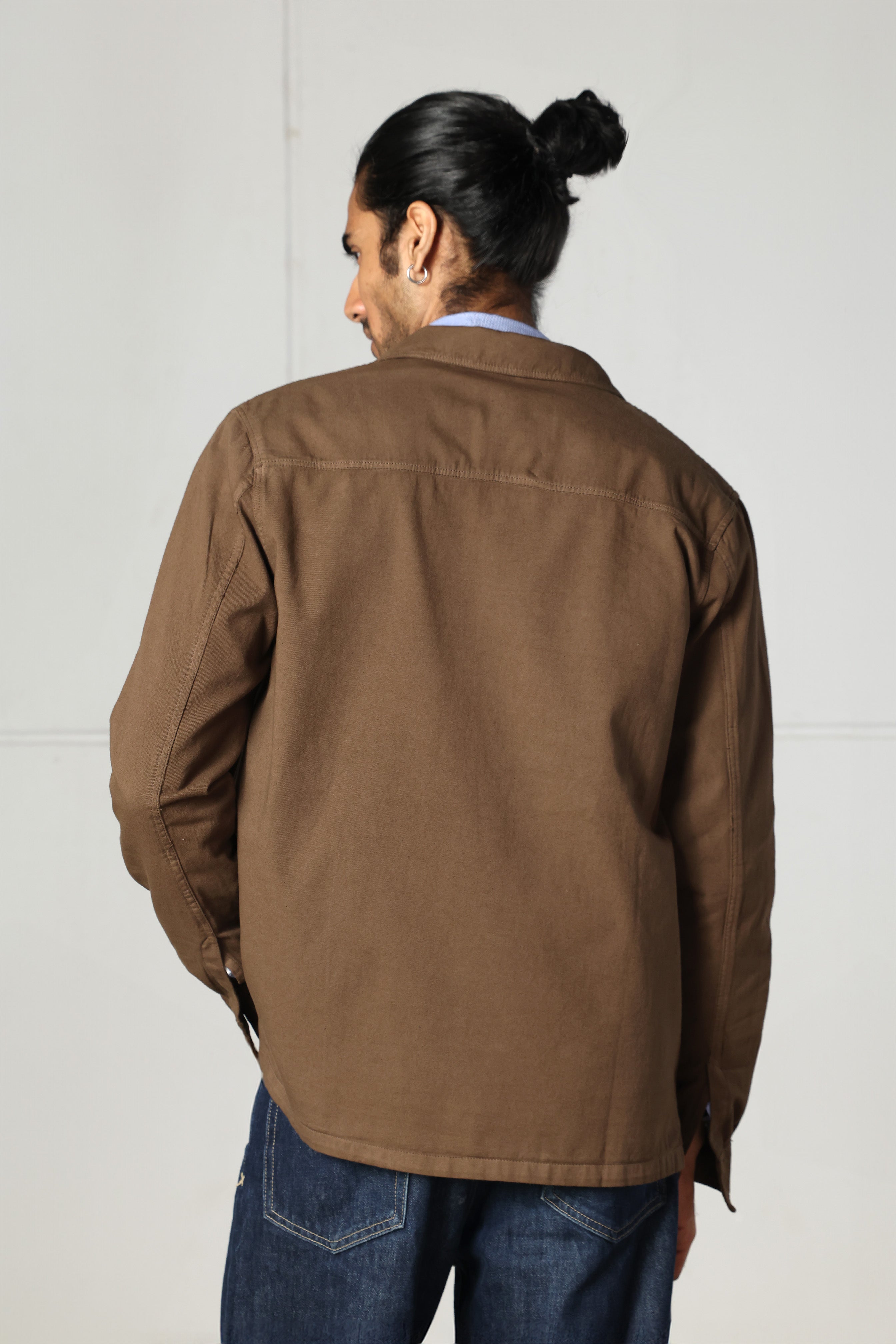 Brown Cotton Gabardine Overshirt