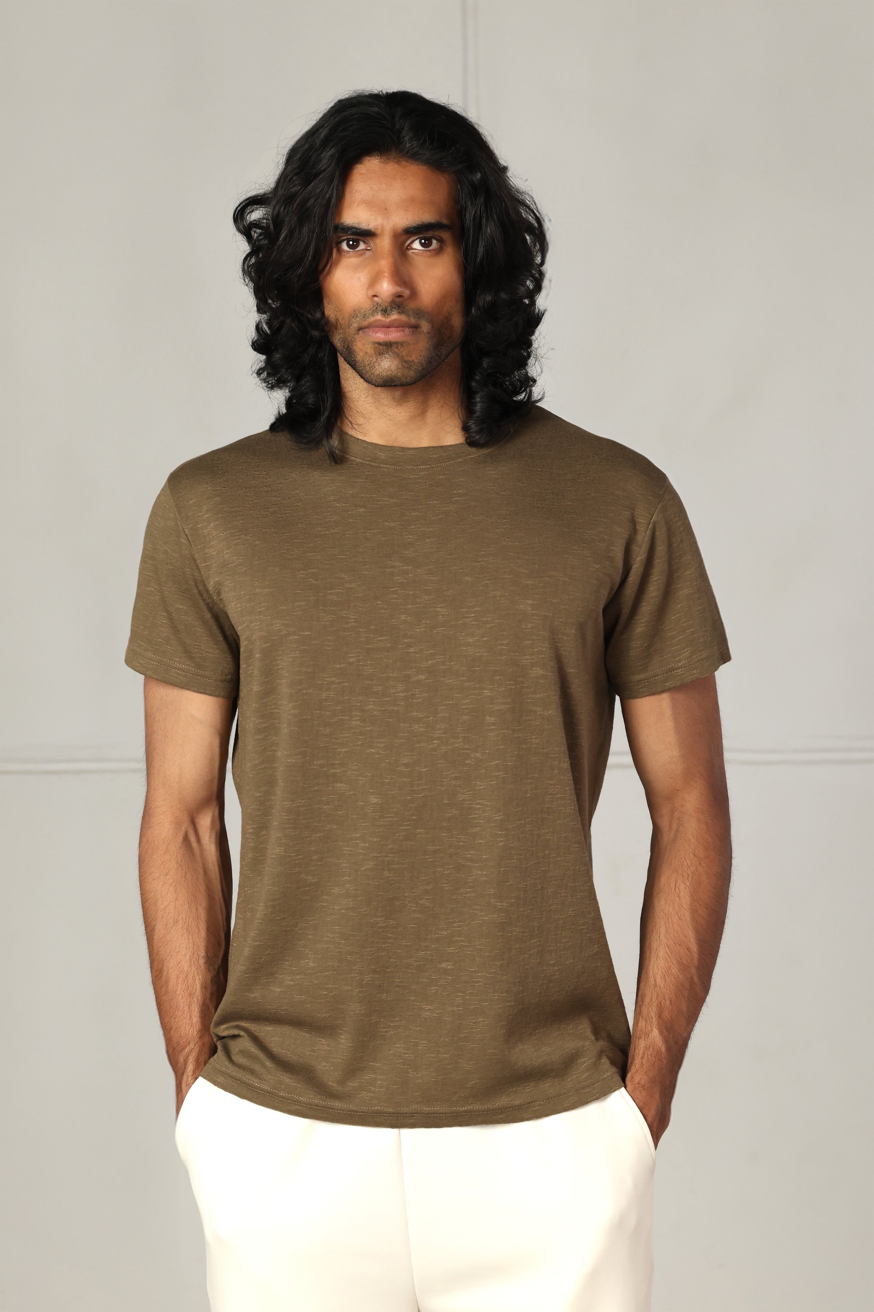 Brown Slub Cotton T-Shirt