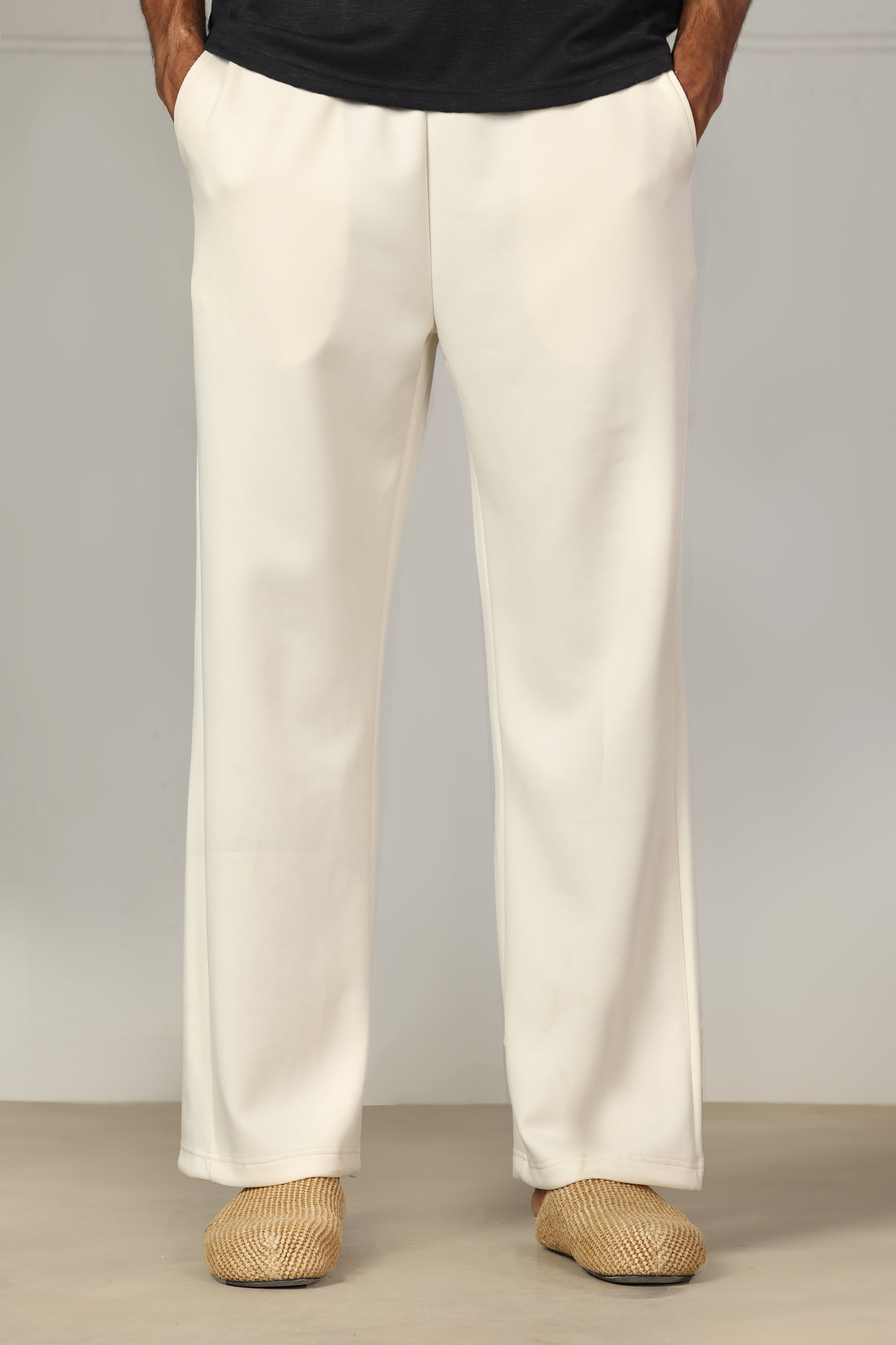 Off White Relaxed Wide-Leg Joggers