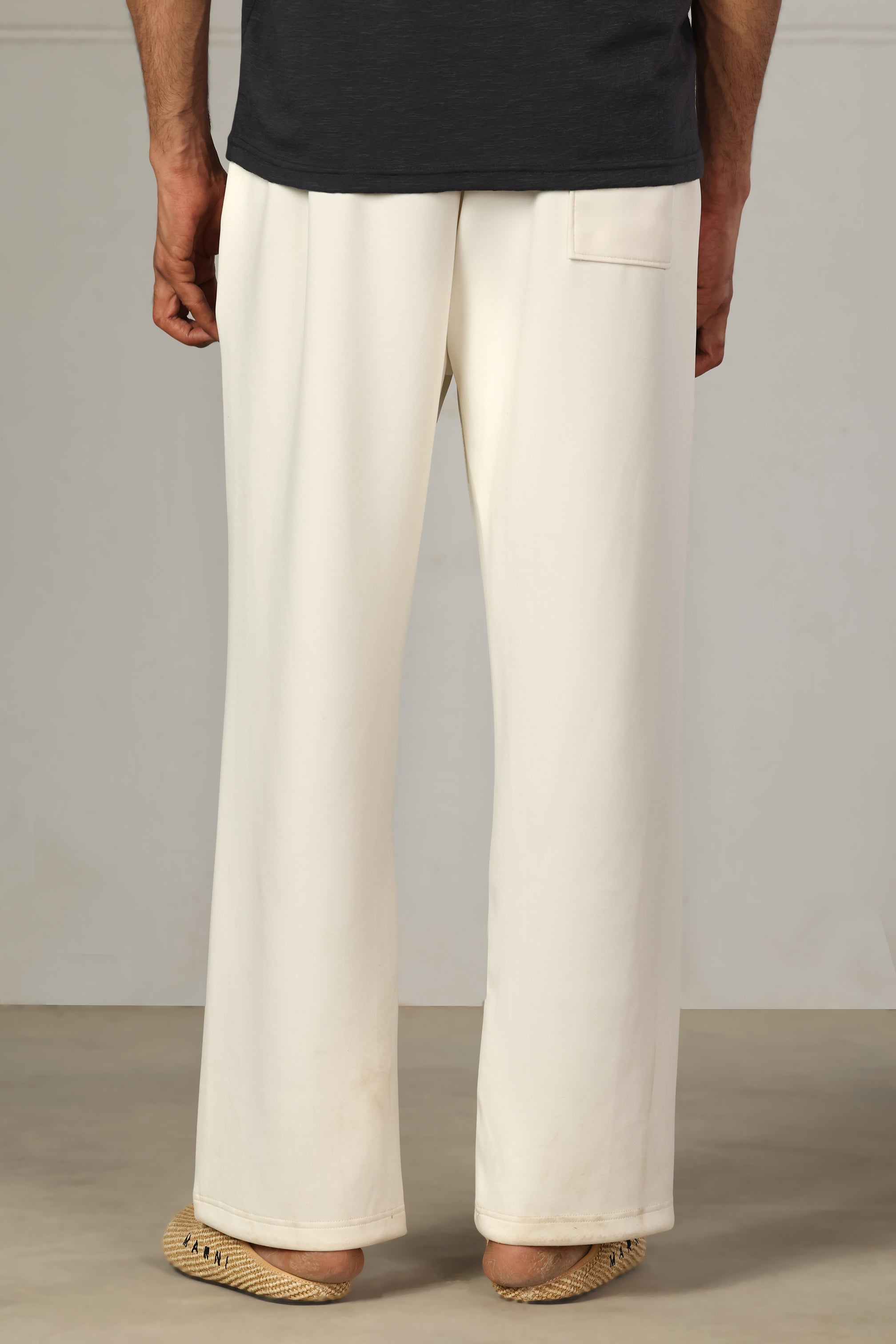 Off White Relaxed Wide-Leg Joggers